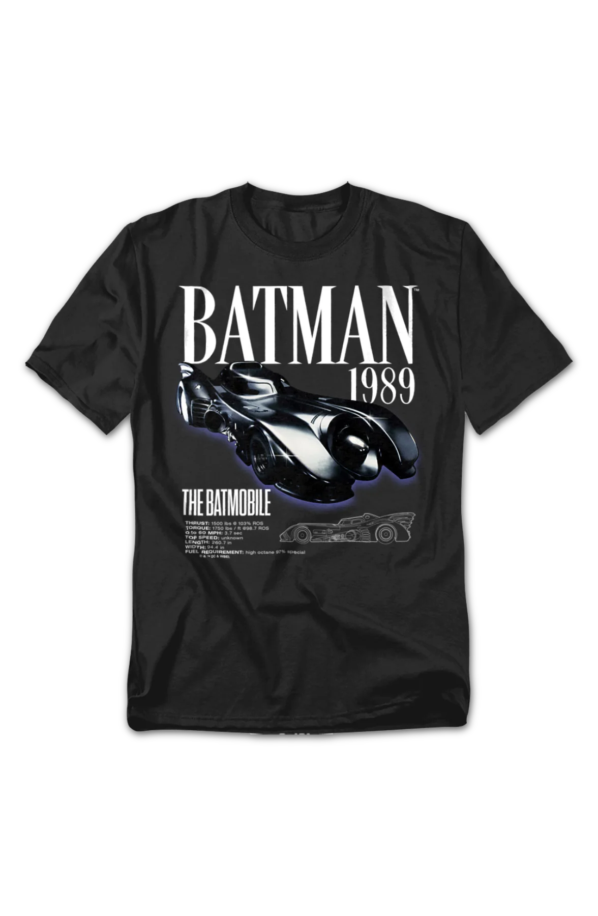 1989 Batmobile Batman T-Shirt - Image 2