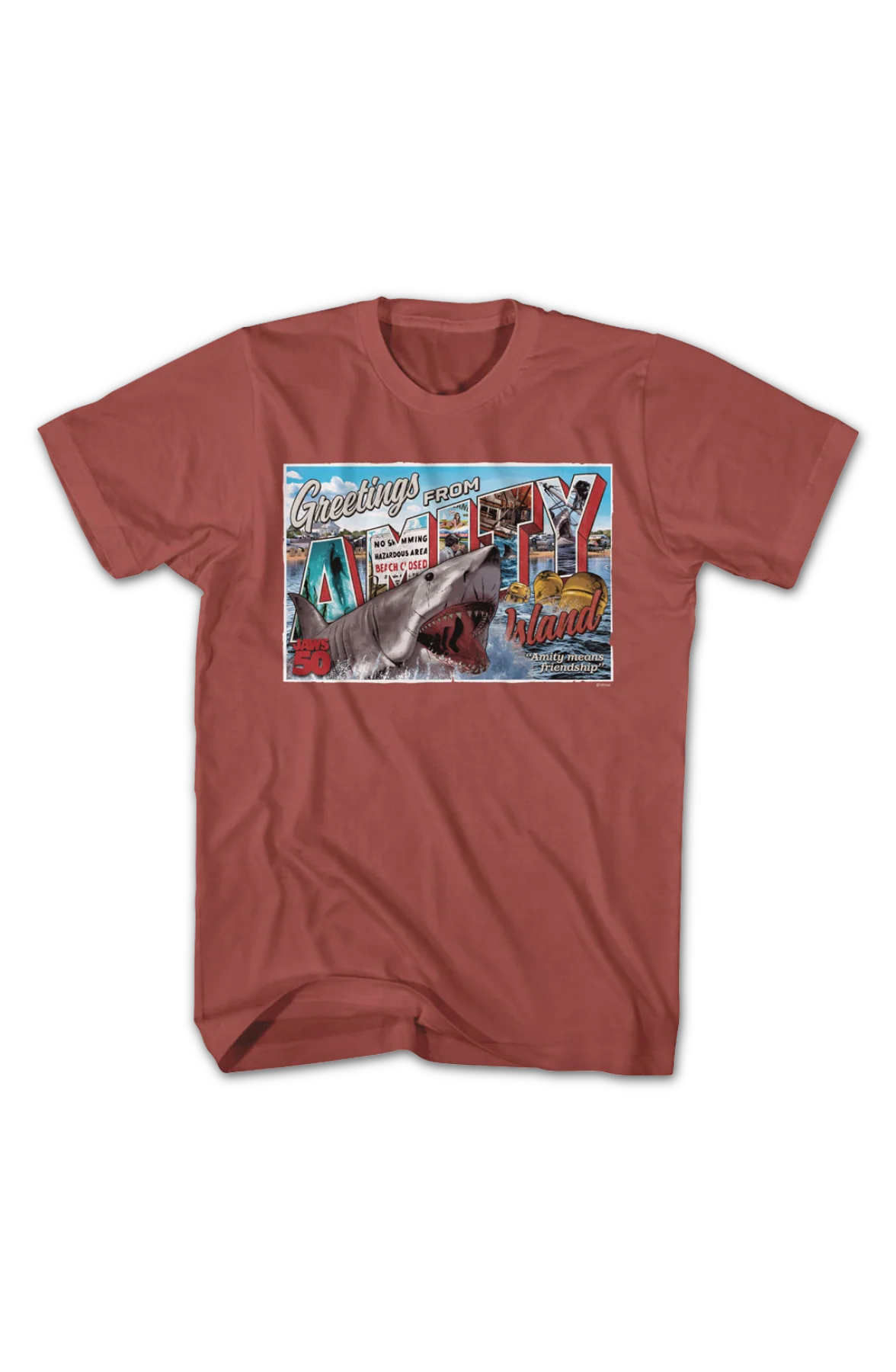 50th Anniversary Postcard Jaws T-Shirt - Image 2