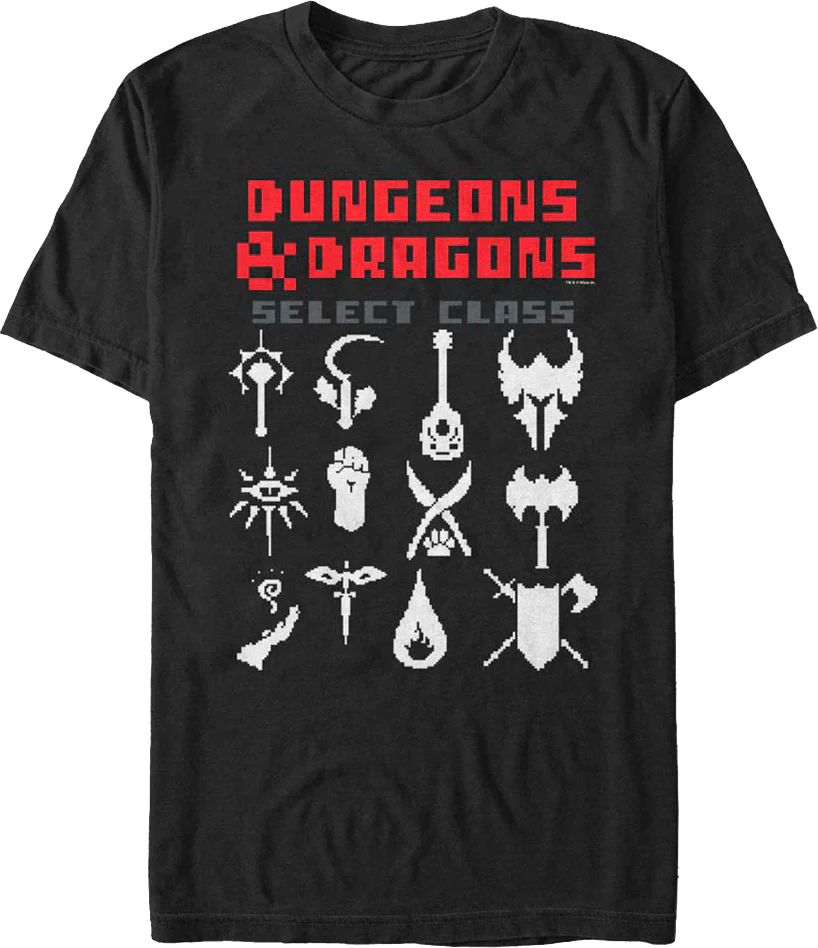 8-Bit Select Class Dungeons & Dragons T-Shirt