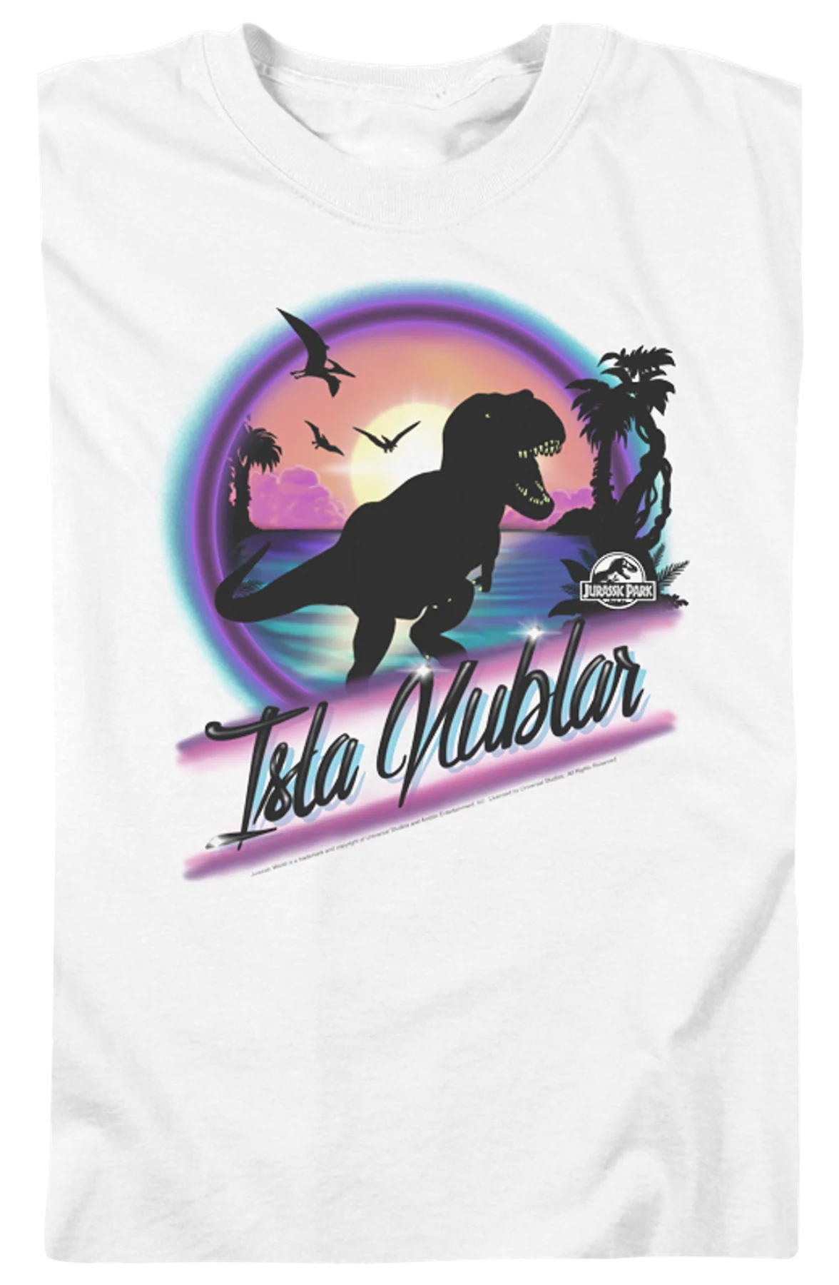 Airbrush Isla Nublar Jurassic Park T-Shirt - Image 2