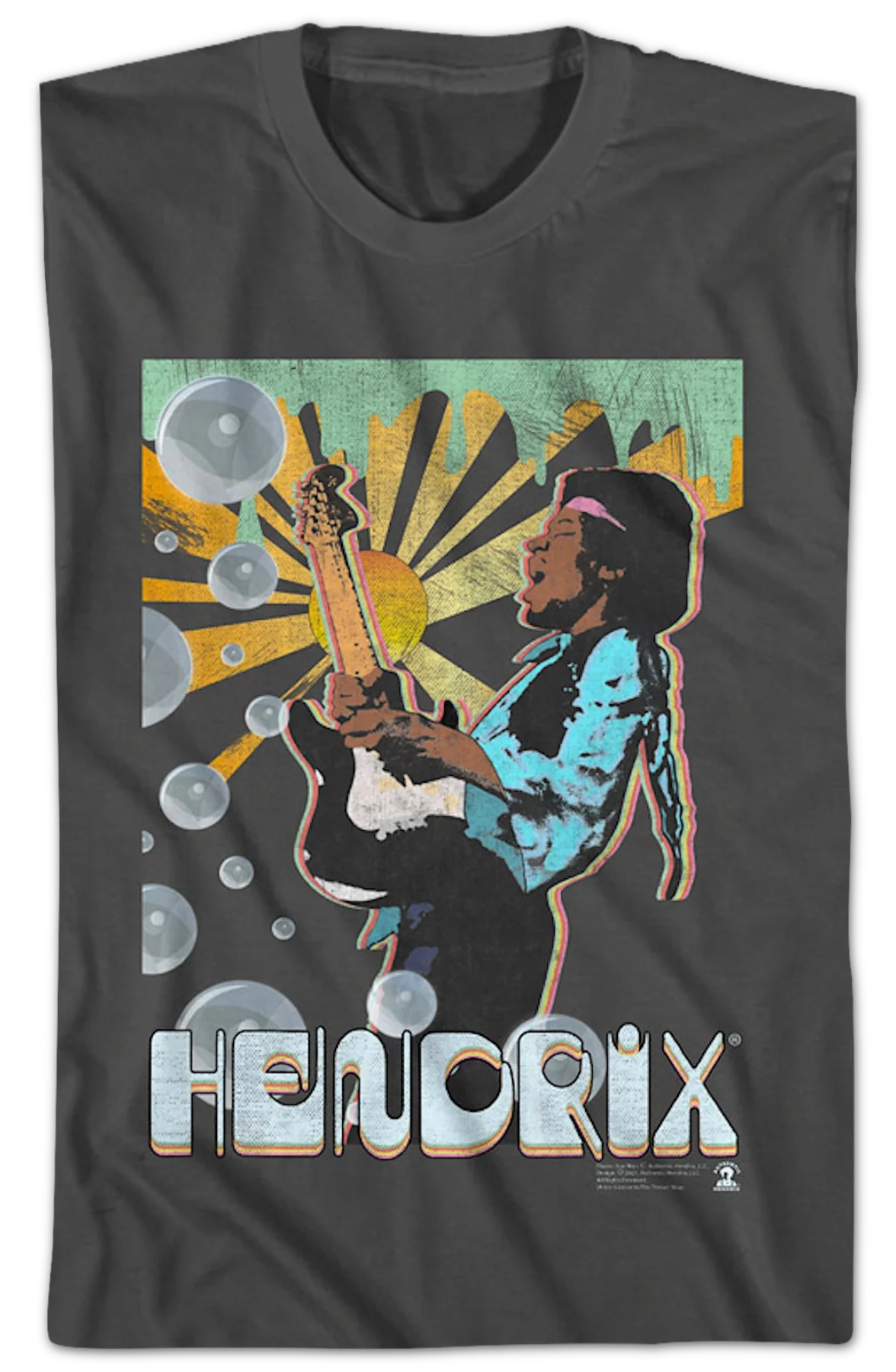Artistic Bubbles Jimi Hendrix T-Shirt - Image 2