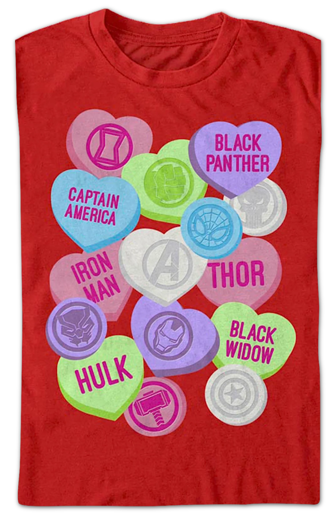 Avengers Candy Hearts Marvel Comics T-Shirt - Image 2