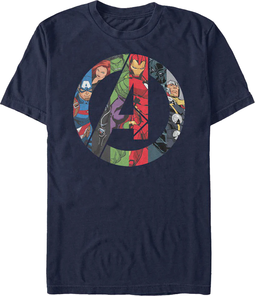 Avengers Characters And Logo Marvel Comics T-Shirt