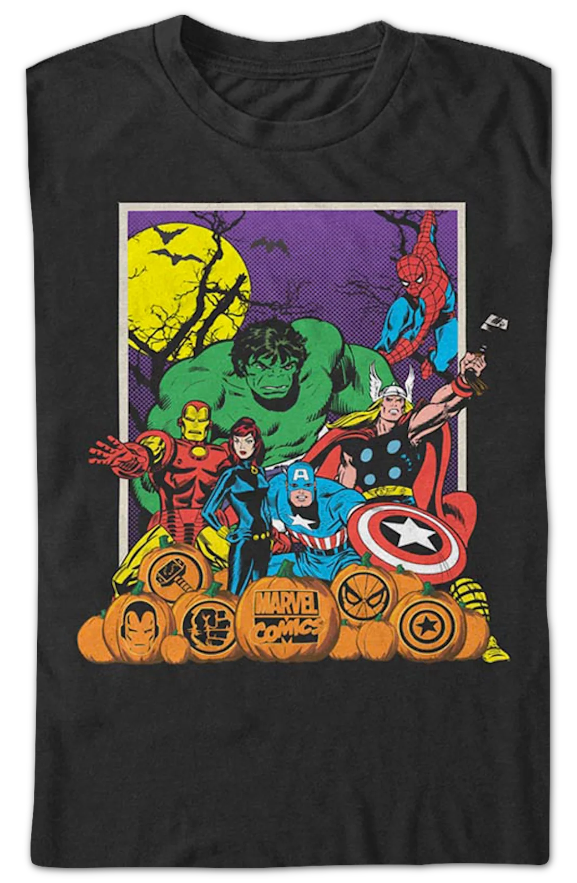 Avengers Halloween Pumpkin Patch Marvel Comics T-Shirt - Image 2