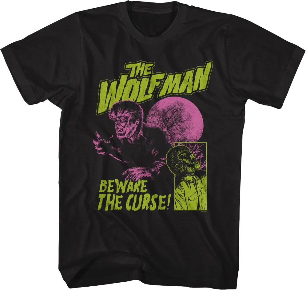 Beware The Curse Wolf Man T-Shirt