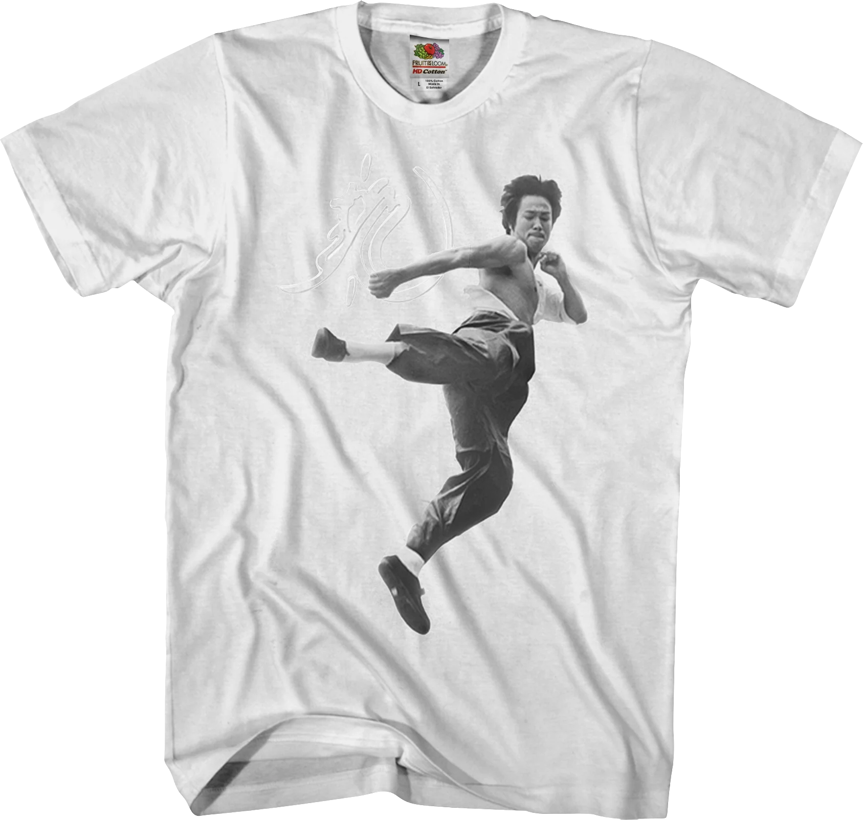 Black and White Motion Kick Bruce Lee T-Shirt