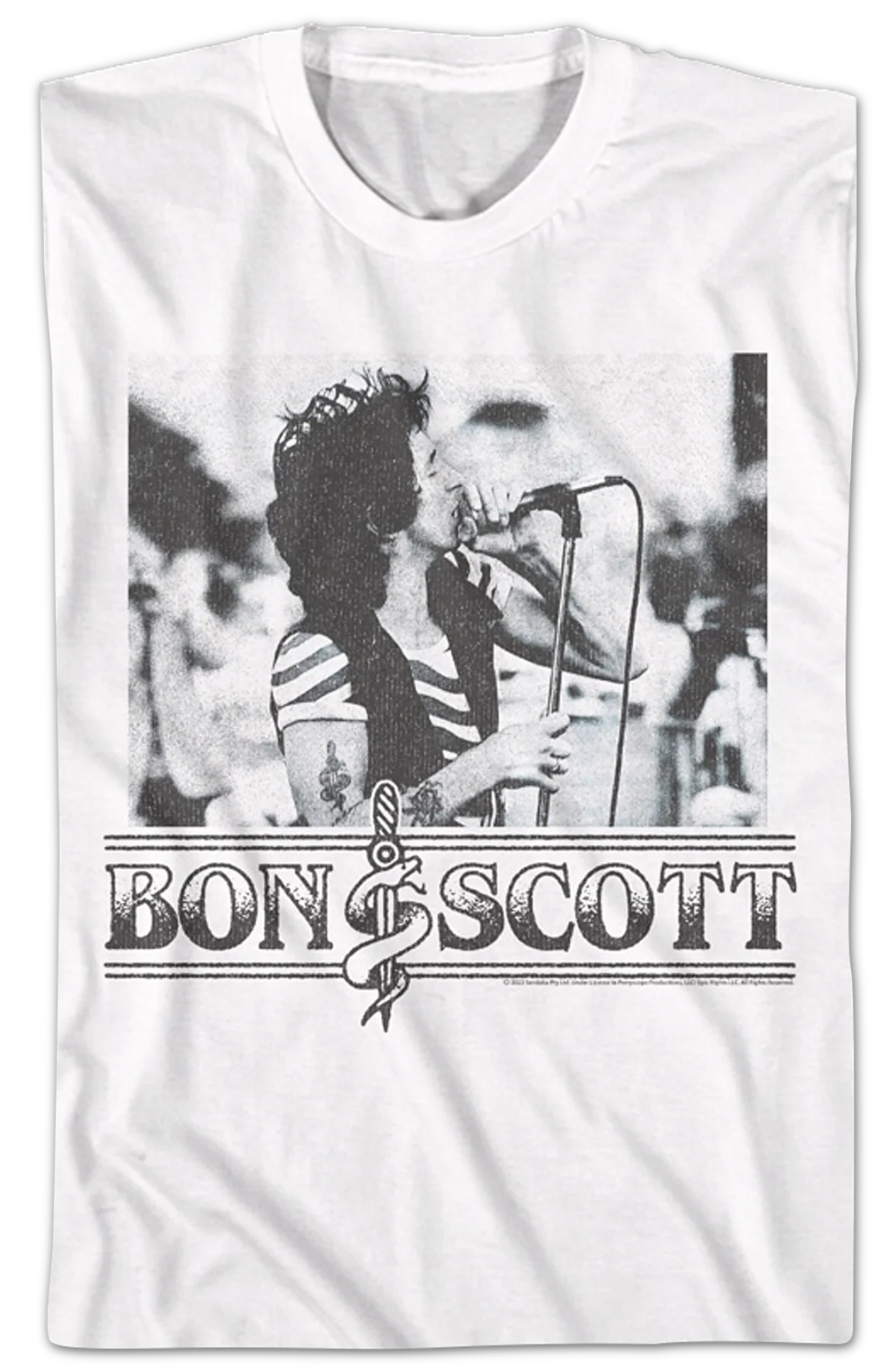 Black And White Photo Bon Scott T-Shirt - Image 2