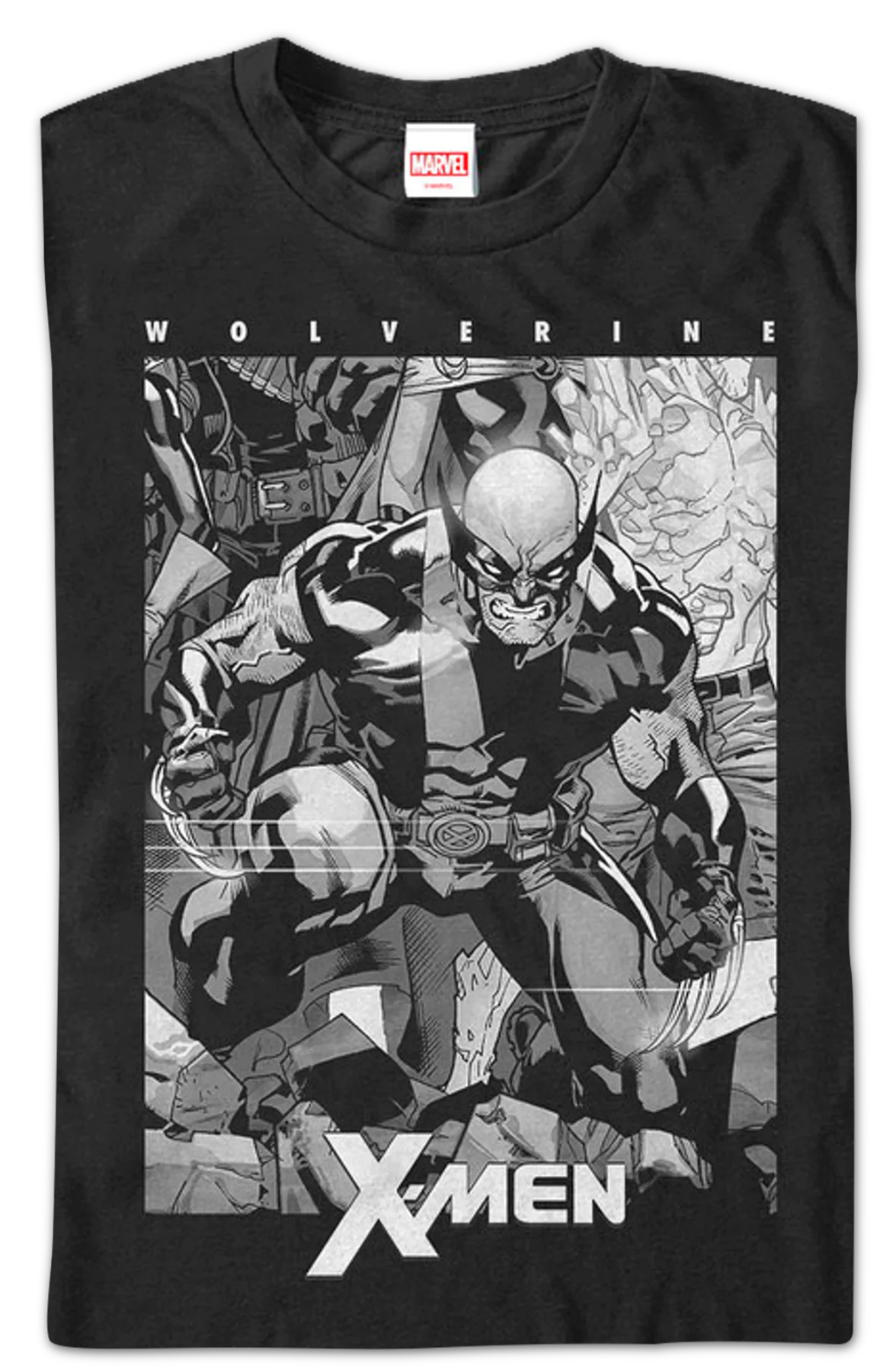 Black and White Wolverine X-Men T-Shirt - Image 2