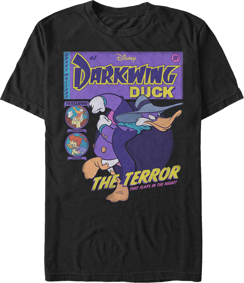 Black Comic Book Cover Darkwing Duck T-Shirt
