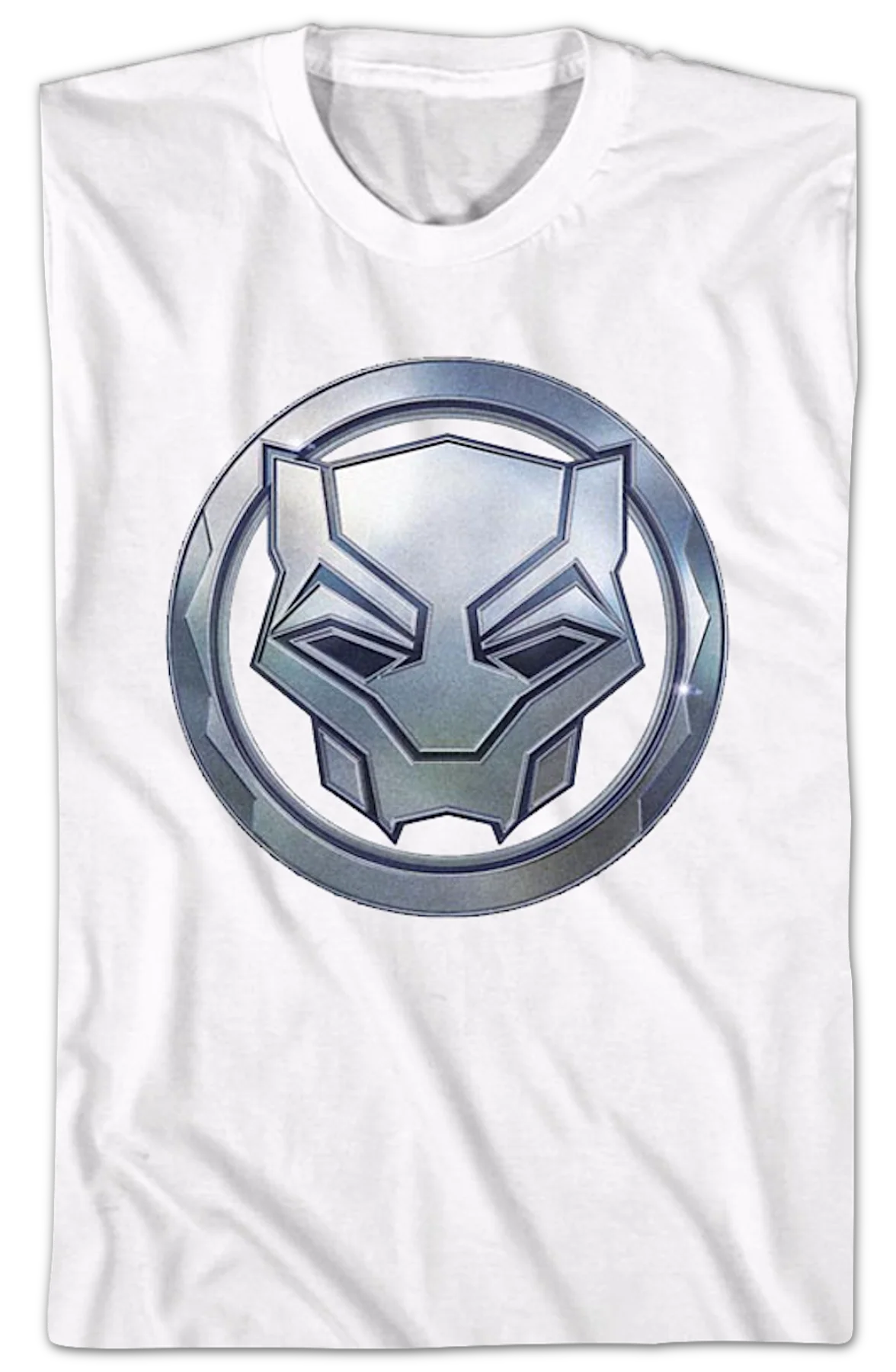 Black Panther Faux Chrome Logo Marvel Comics T-Shirt - Image 2