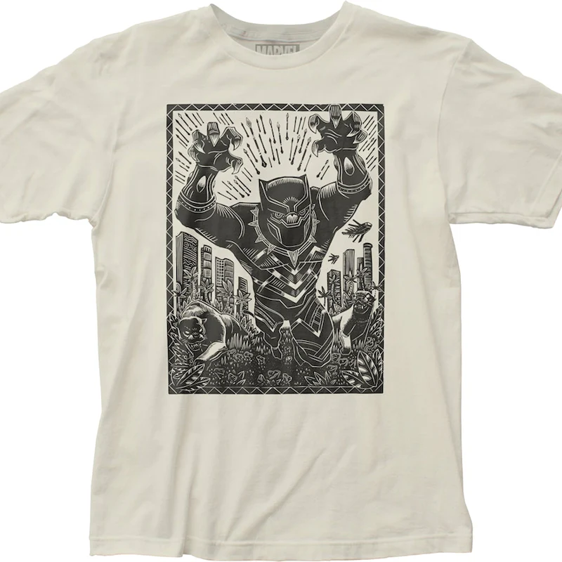 Black Panther Woodcut Art Marvel Comics T-Shirt