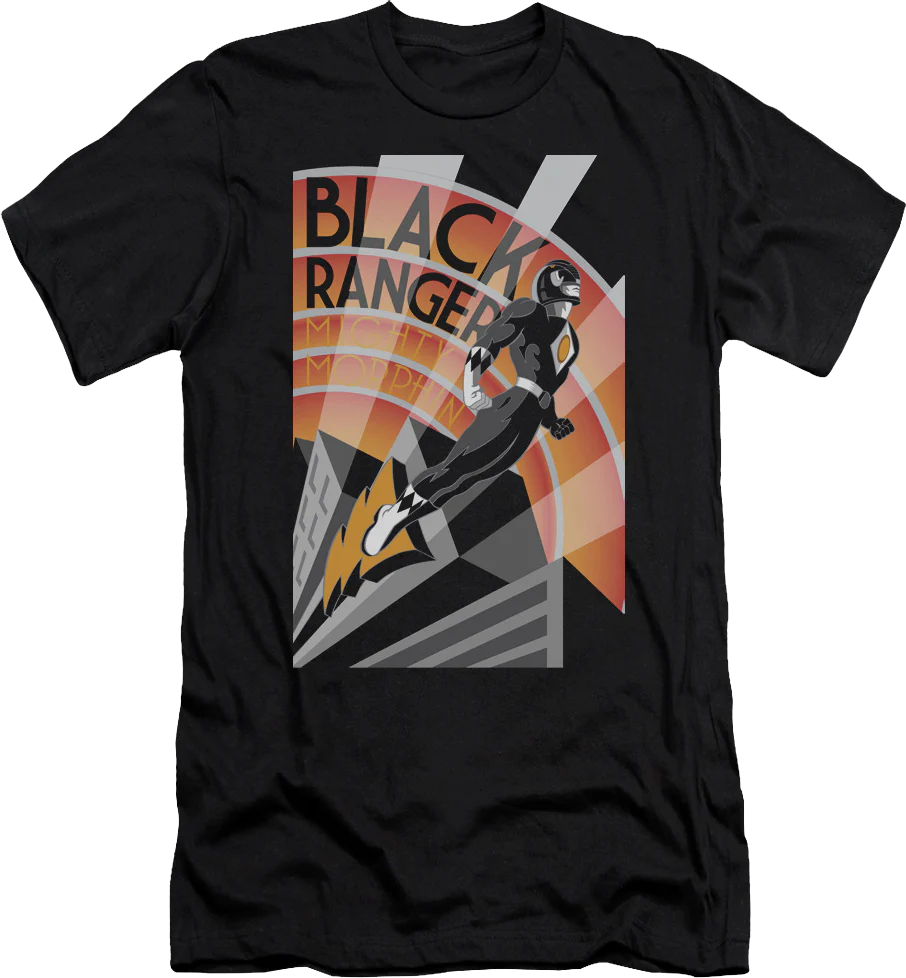 Black Ranger Poster Mighty Morphin Power Rangers T-Shirt