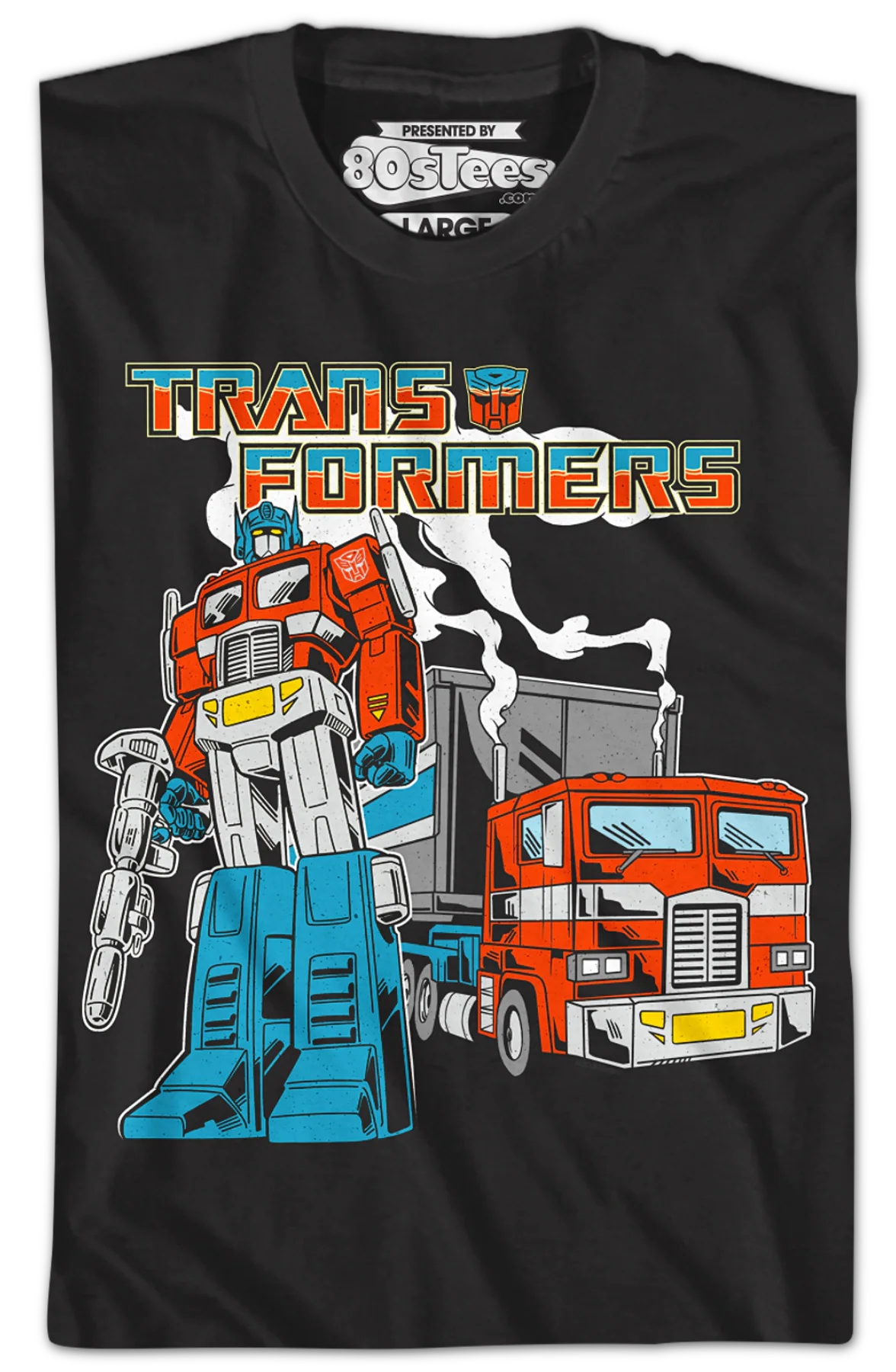 Black Retro Optimus Prime Transformers T-Shirt - Image 2