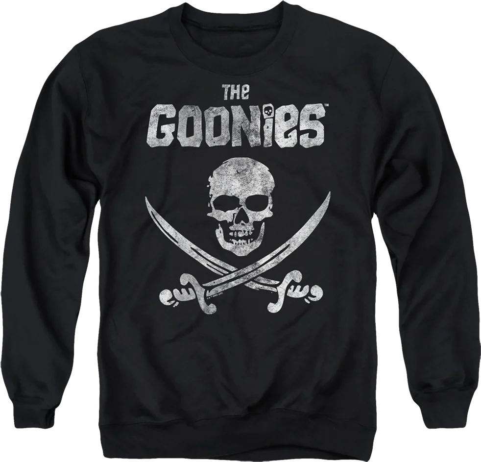 Black Vintage Skull & Crossed Swords Goonies Sweatshirt