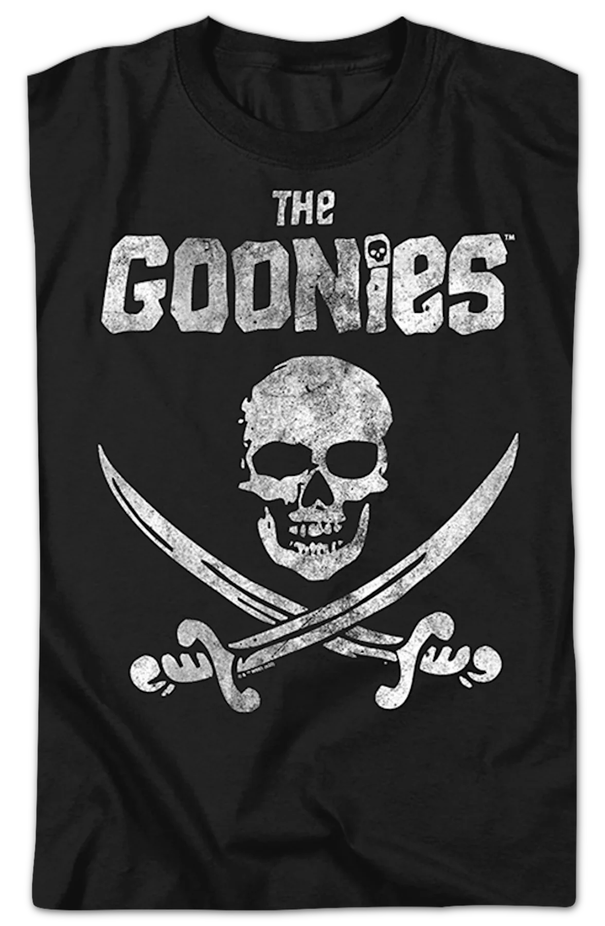Black Vintage Skull & Crossed Swords Goonies T-Shirt - Image 2
