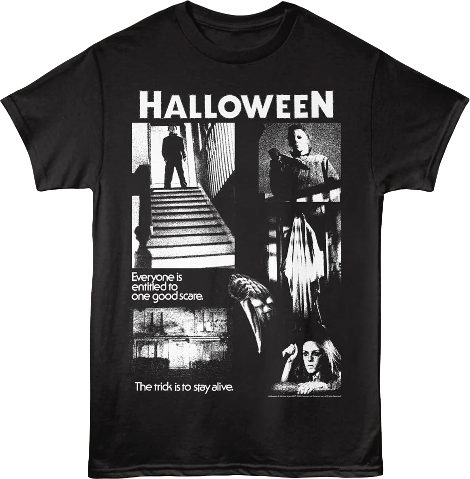 Black & White One Good Scare Collage Halloween T-Shirt