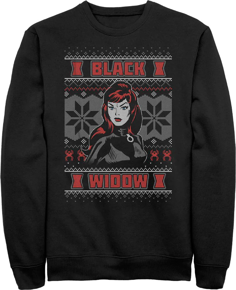 Black Widow Faux Ugly Christmas Sweater Marvel Comics Sweatshirt