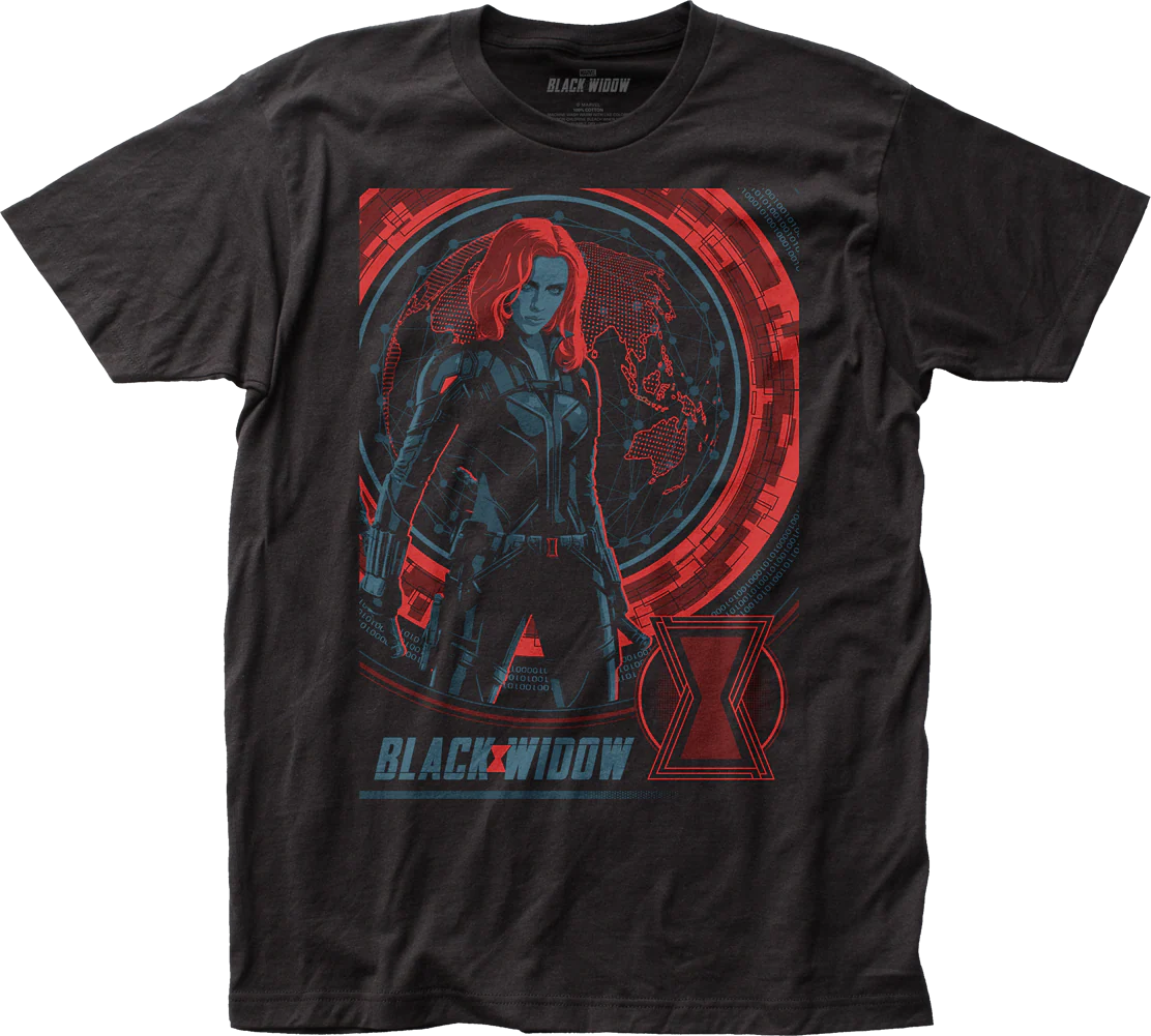 Black Widow Global Poster Marvel Comics T-Shirt