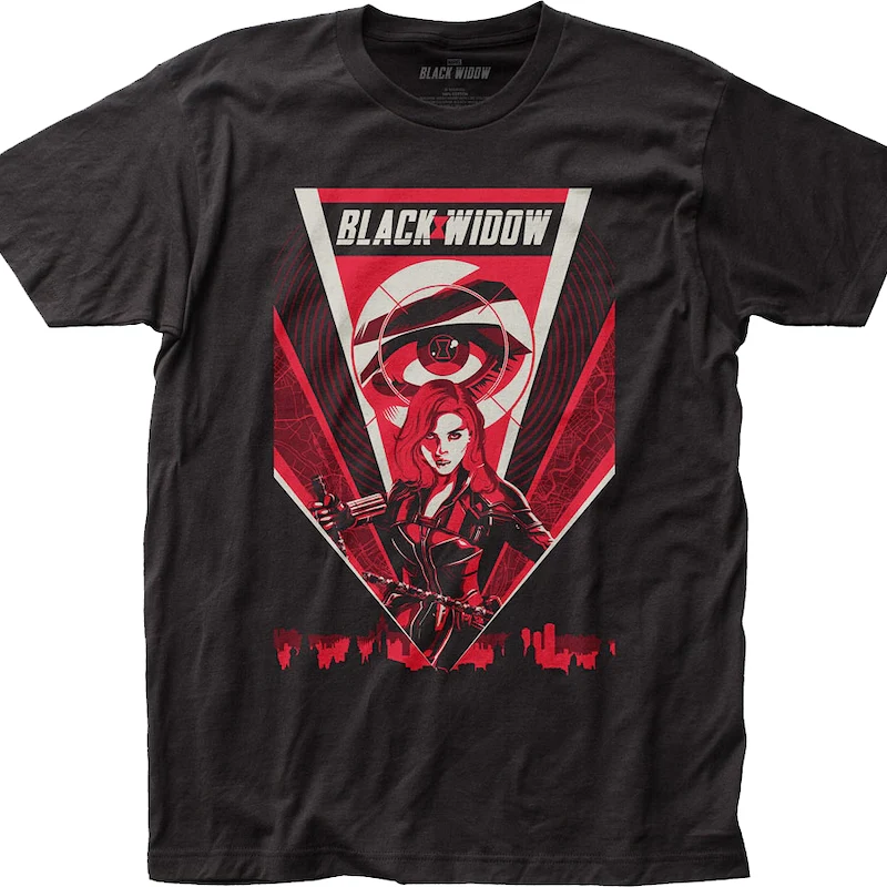 Black Widow Skyline Marvel Comics T-Shirt