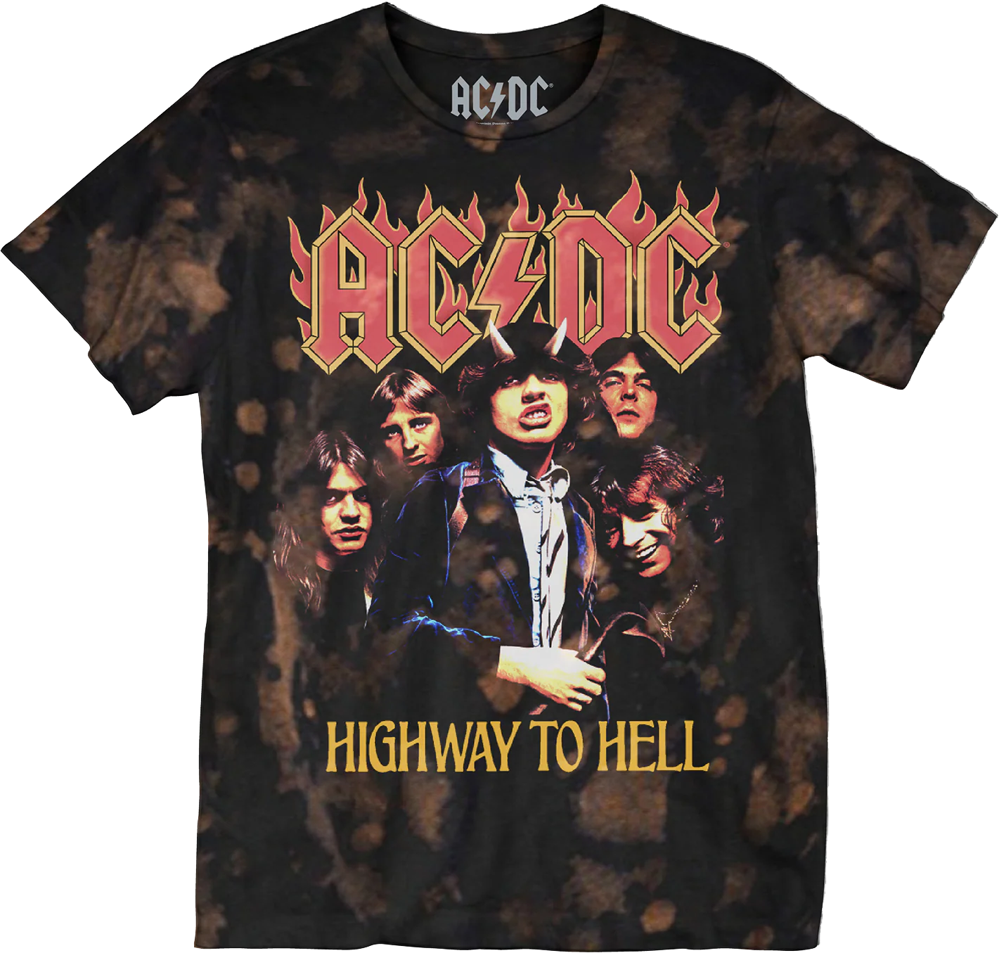 Bleached Tie Dye Highway To Hell ACDC T-Shirt
