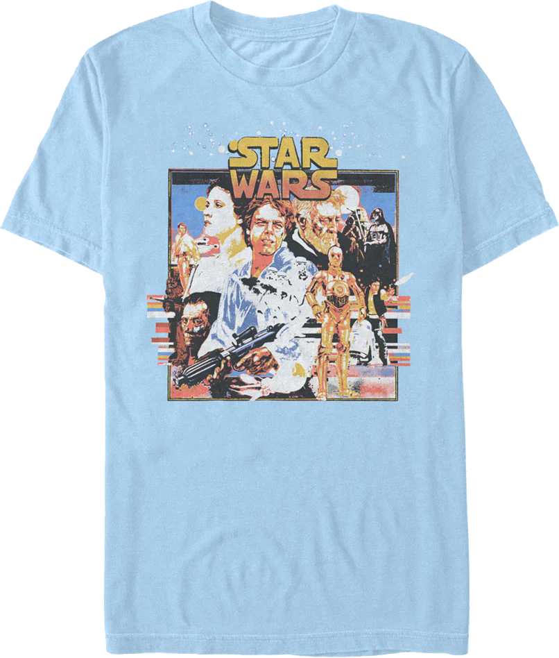 Blue A New Hope Collage Star Wars T-Shirt - Image 2