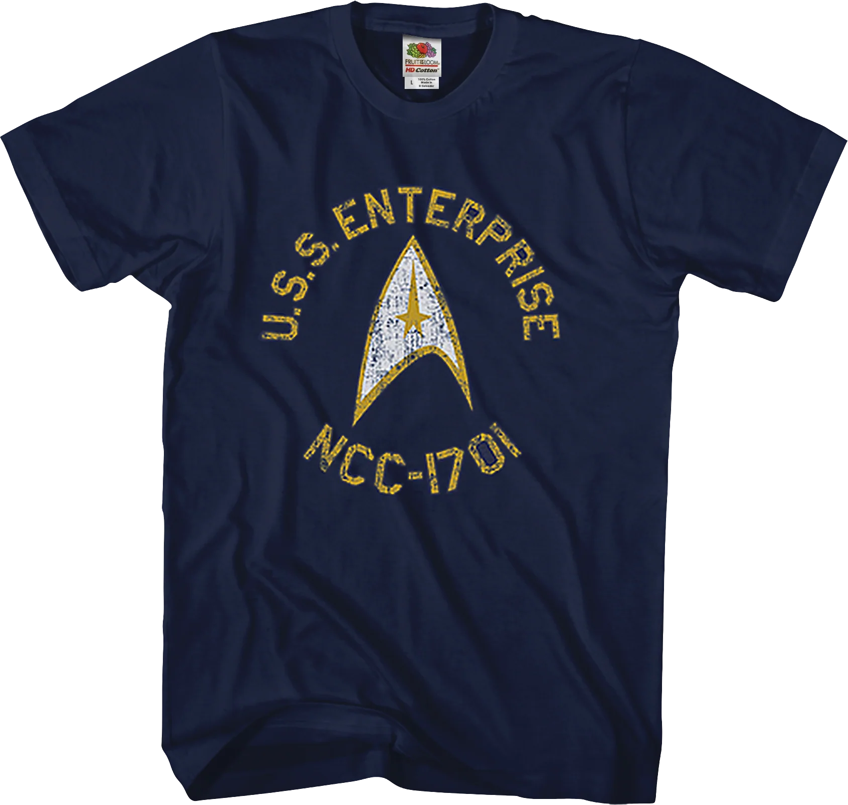 Blue Distressed USS Enterprise Star Trek T-Shirt