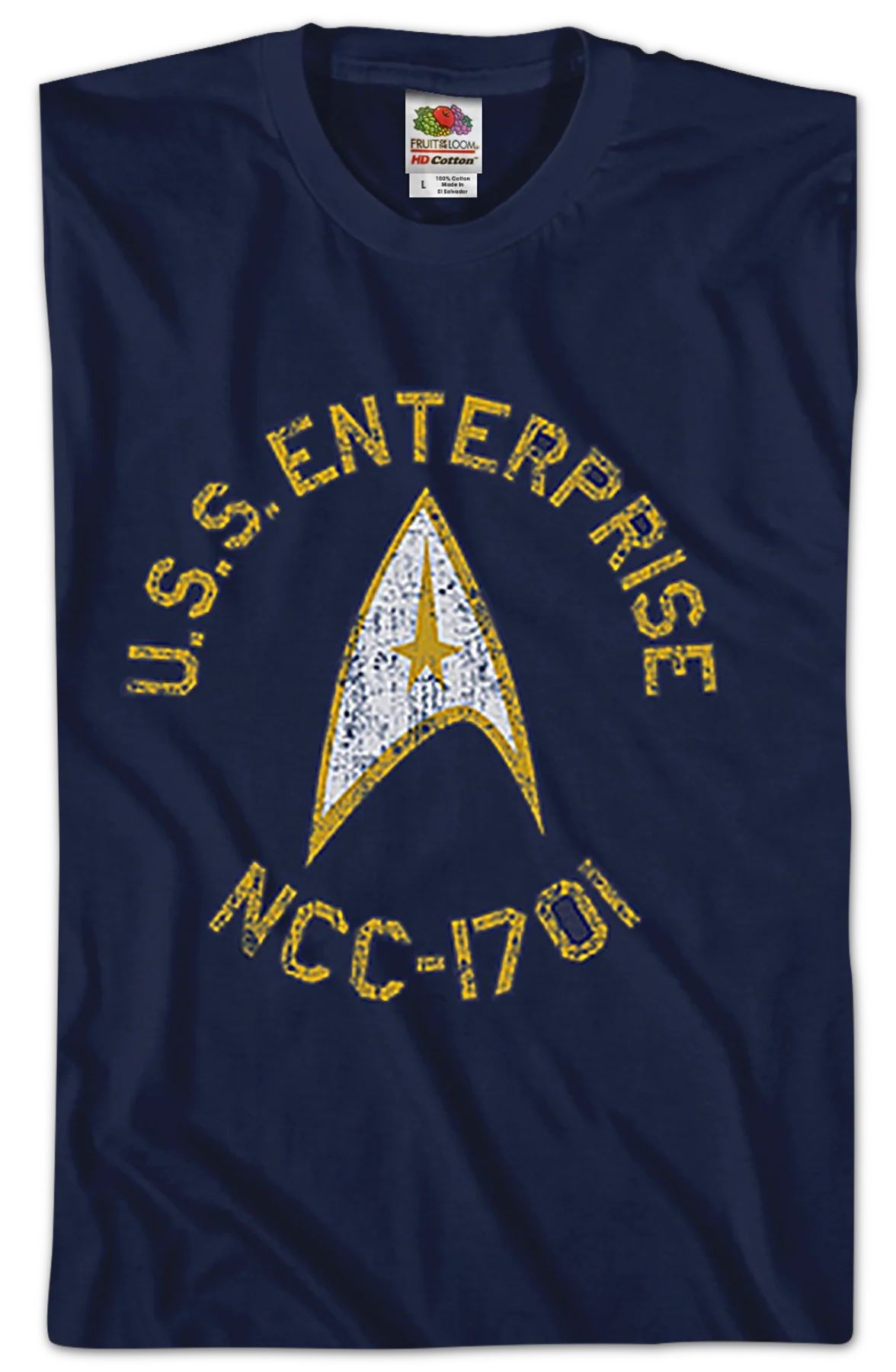 Blue Distressed USS Enterprise Star Trek T-Shirt - Image 2