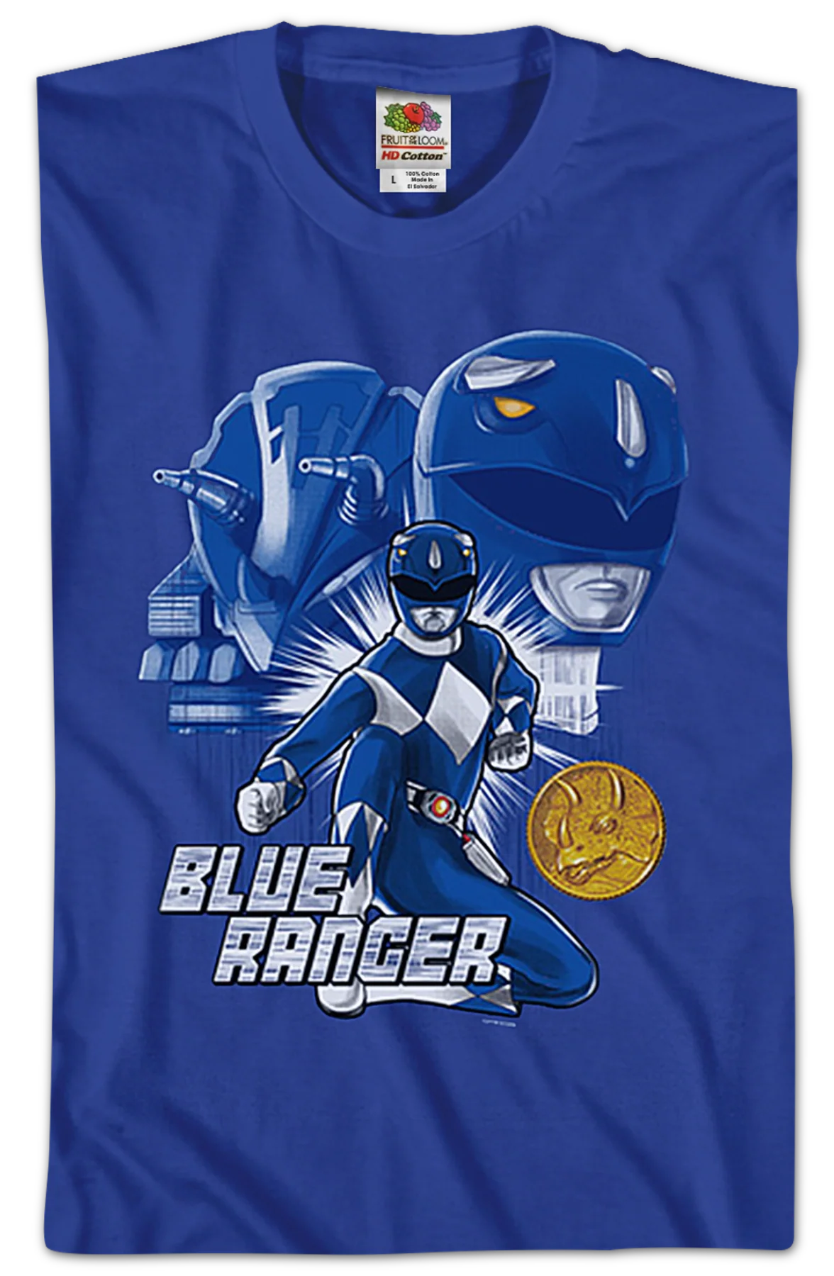 Blue Ranger Mighty Morphin Power Rangers T-Shirt - Image 2