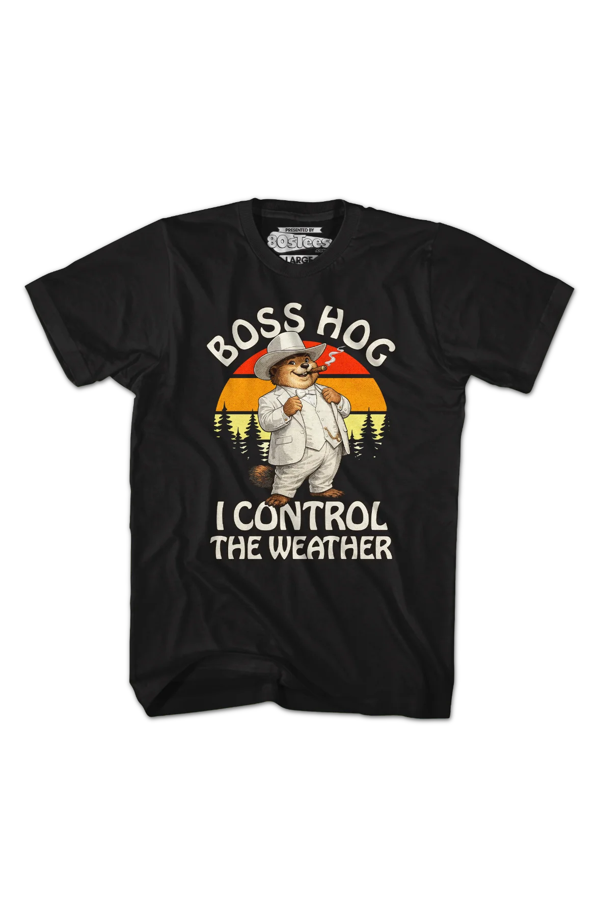 Boss Hog I Control The Weather Groundhog Day T-Shirt - Image 2