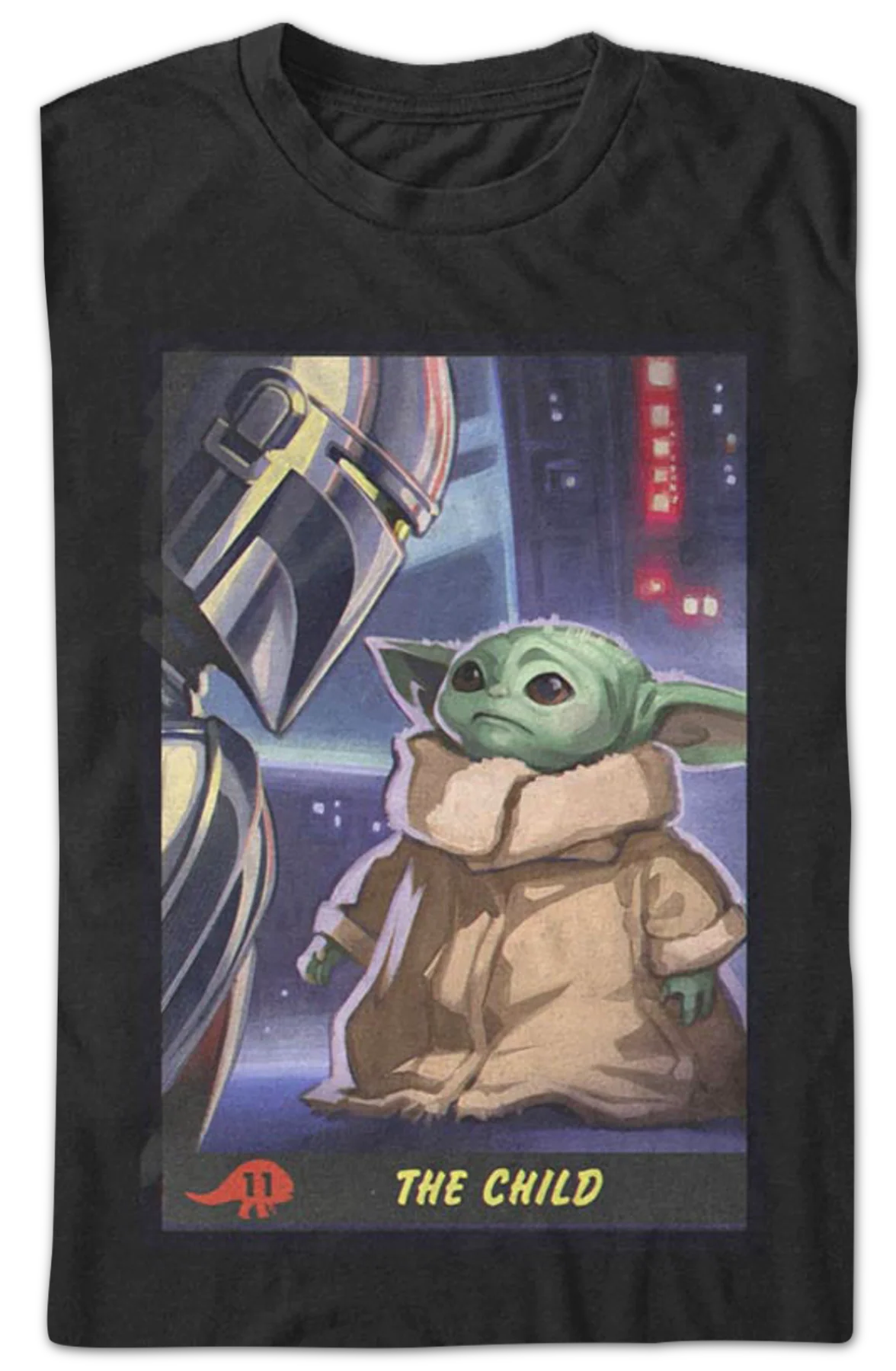 Bounty Hunter and Child Trading Card The Mandalorian Star Wars T-Shirt - Image 2