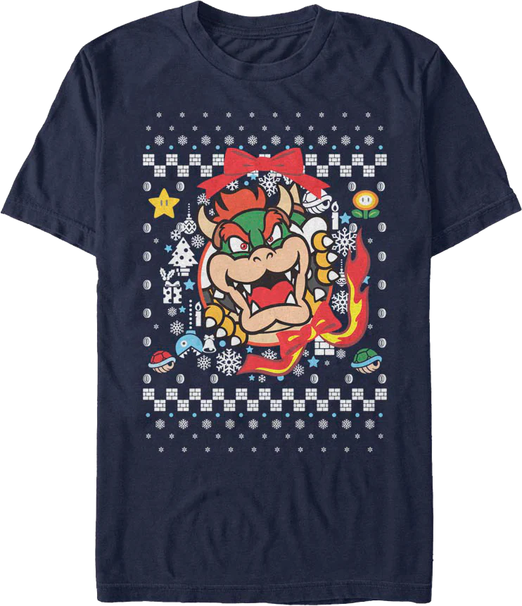 Bowser Ugly Faux Knit Super Mario Bros. T-Shirt