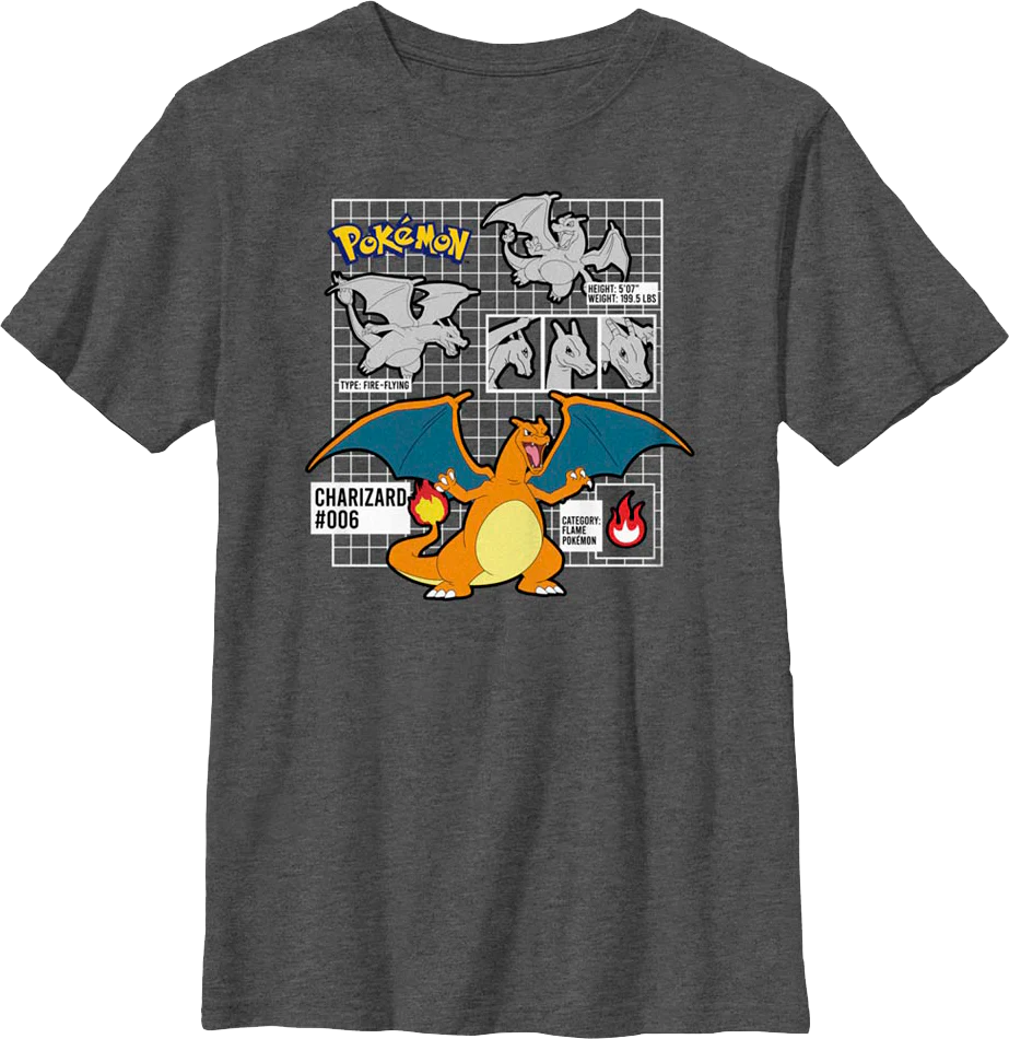 Boys Youth Charizard Pokemon Shirt