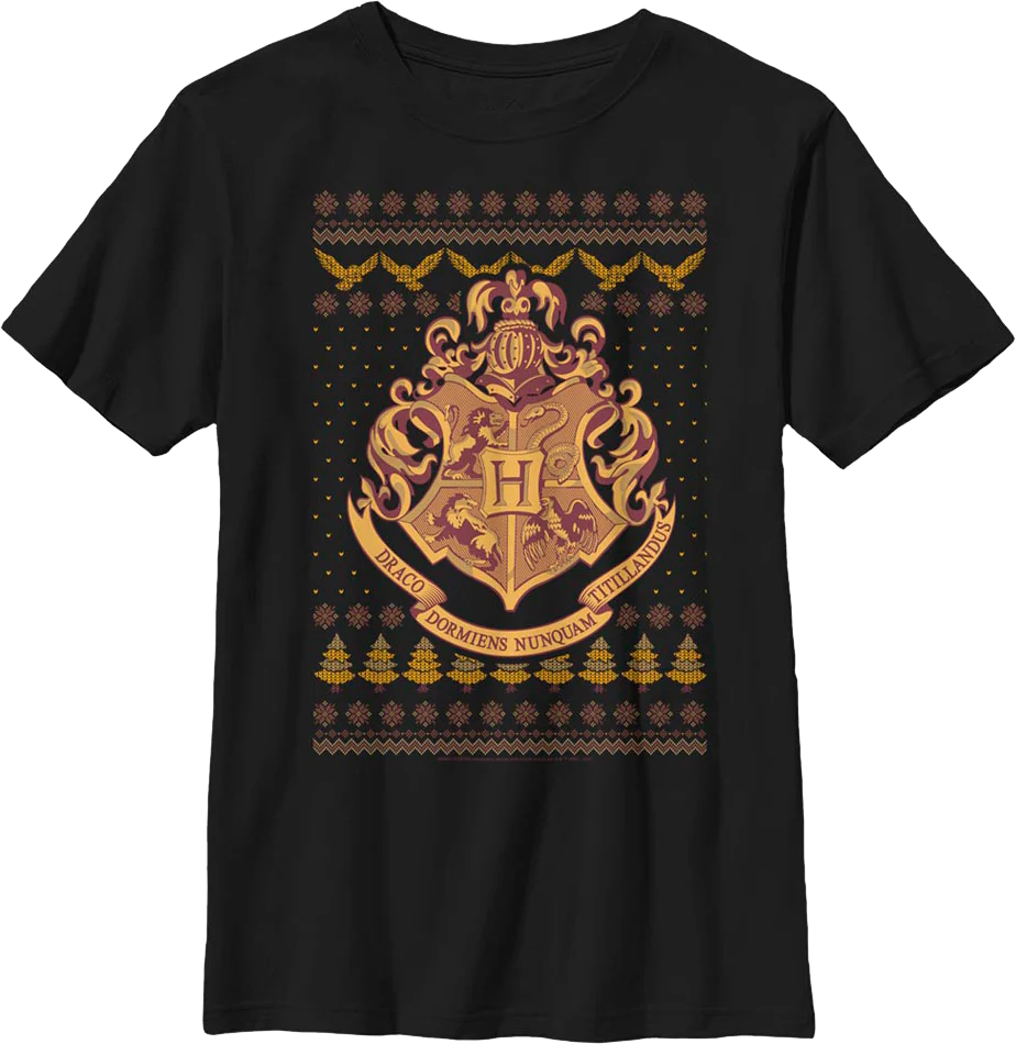 Boys Youth Hogwarts Faux Ugly Christmas Sweater Harry Potter Shirt
