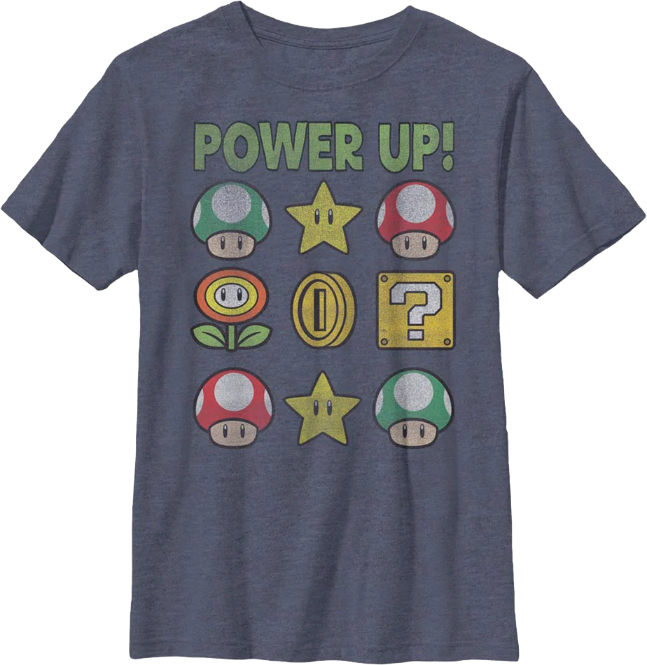 Boys Youth Power Up Super Mario Bros. Shirt