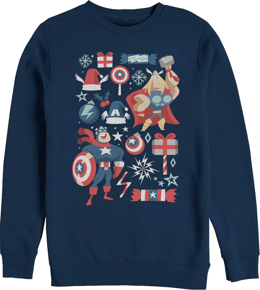 Captain America And Thor Marvel Comics Christmas Sweatshirt