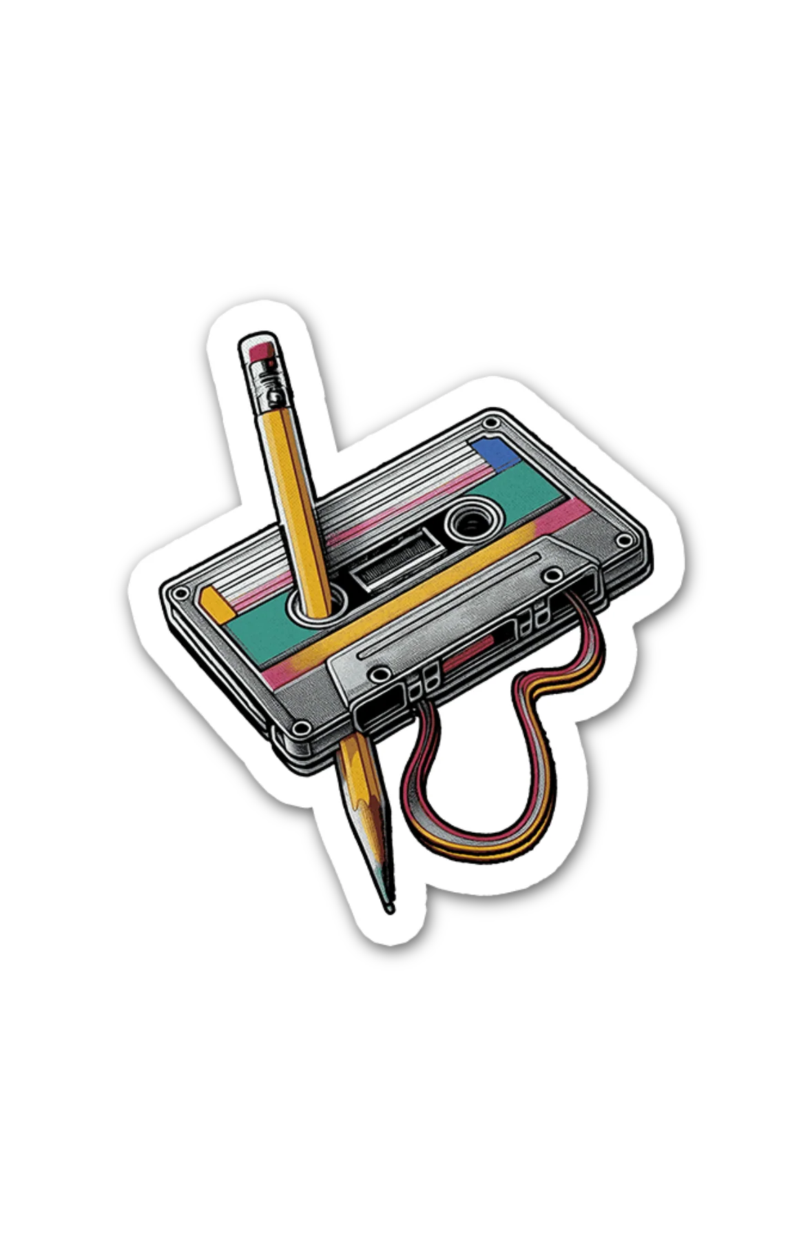 Cassette Tape Rewind 3"x3" Sticker - Image 2