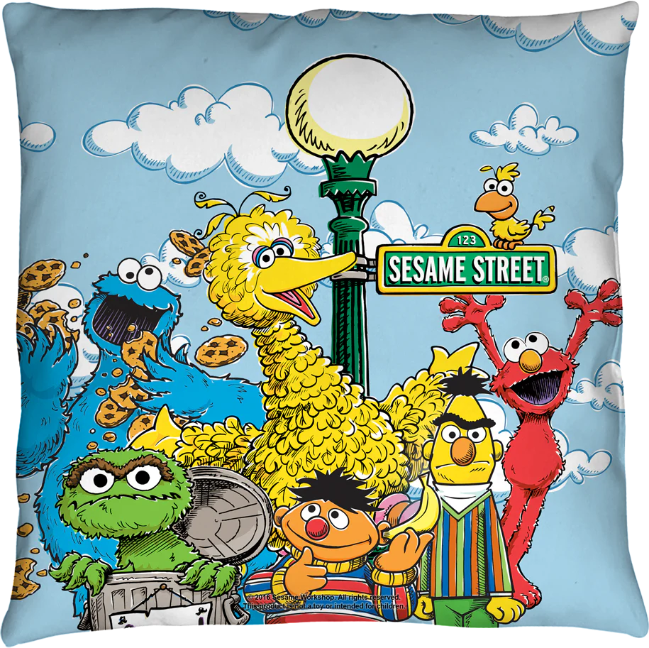 Cast of Sesame Street Throw Pillow