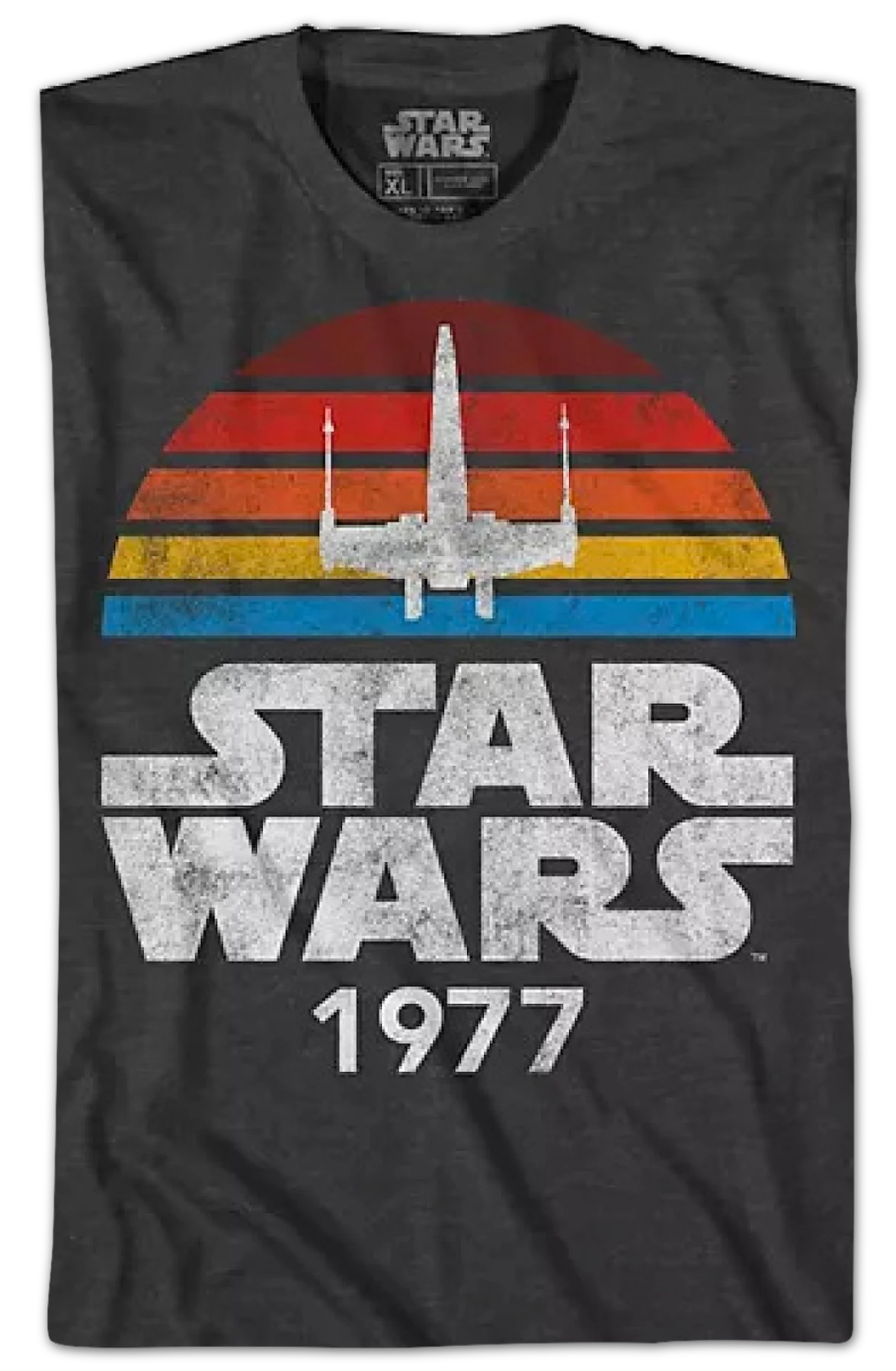 Charcoal 1977 X-Wing Star Wars T-Shirt - Image 2