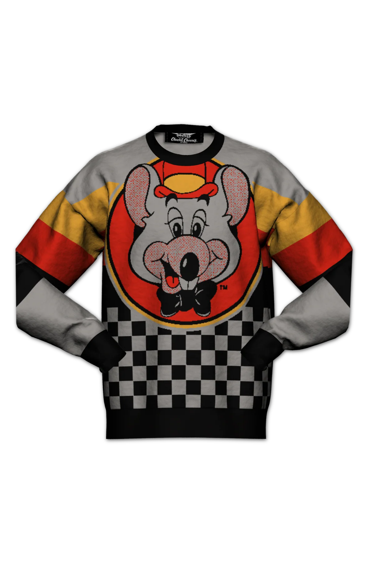 Checkerboard Character Chuck E. Cheese Knitted Sweater - Image 2