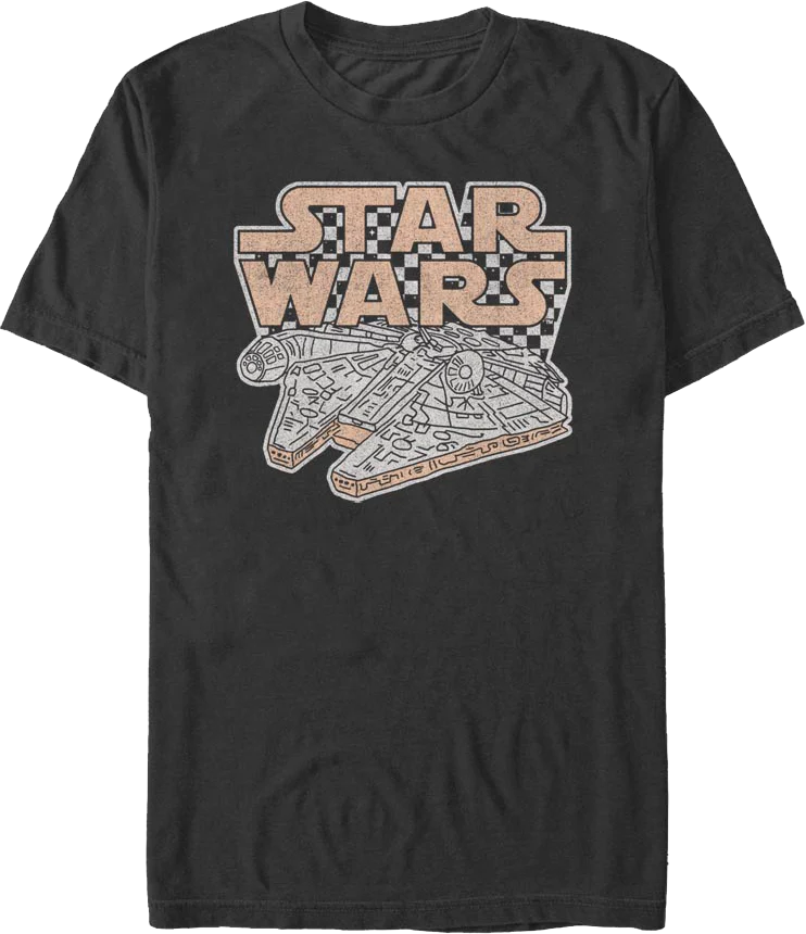 Checkerboard Millennium Falcon Star Wars T-Shirt
