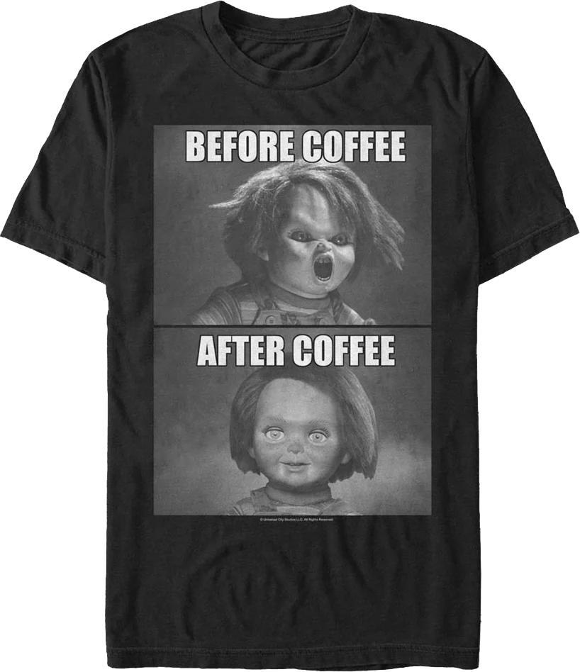 Chucky Before And After Coffee Child's Play T-Shirt