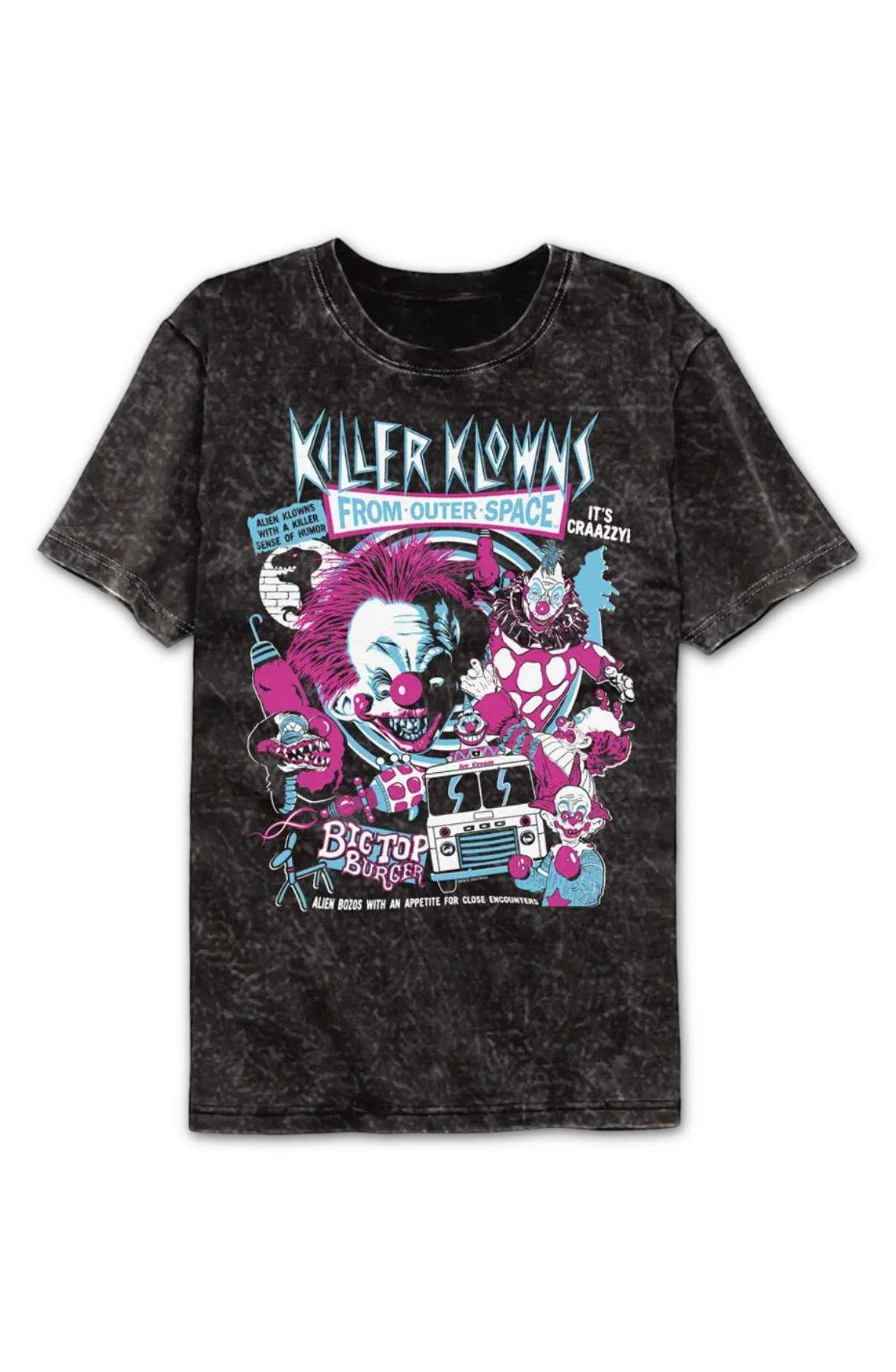 Crazy Collage Killer Klowns From Outer Space Mineral Wash T-Shirt - Image 2