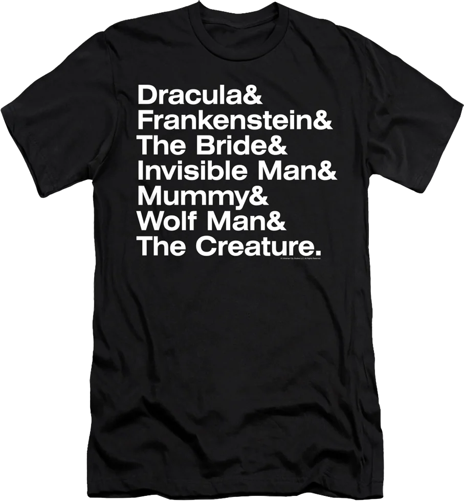 Creature Names Universal Monsters T-Shirt