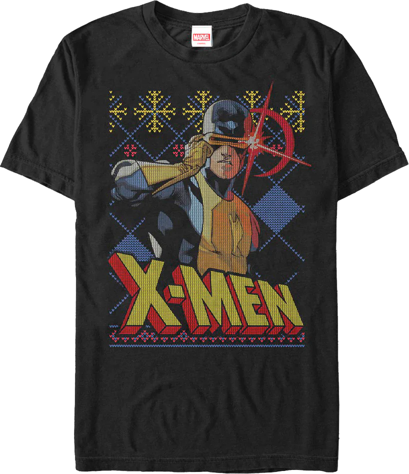 Cyclops Faux Ugly X-Men Christmas Sweater Marvel Comics T-Shirt