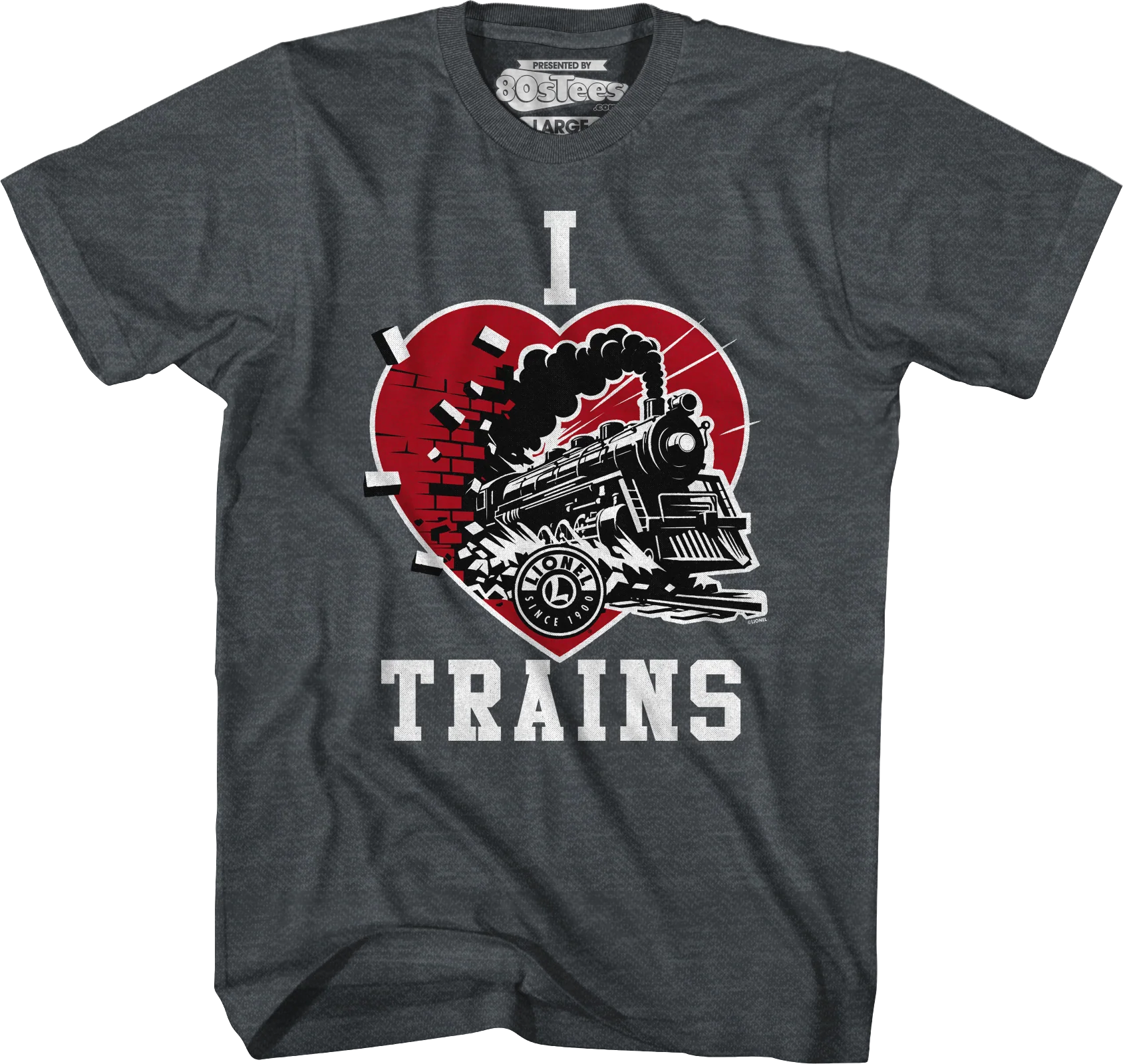 Dark Heather I Love Trains Lionel Trains T-Shirt