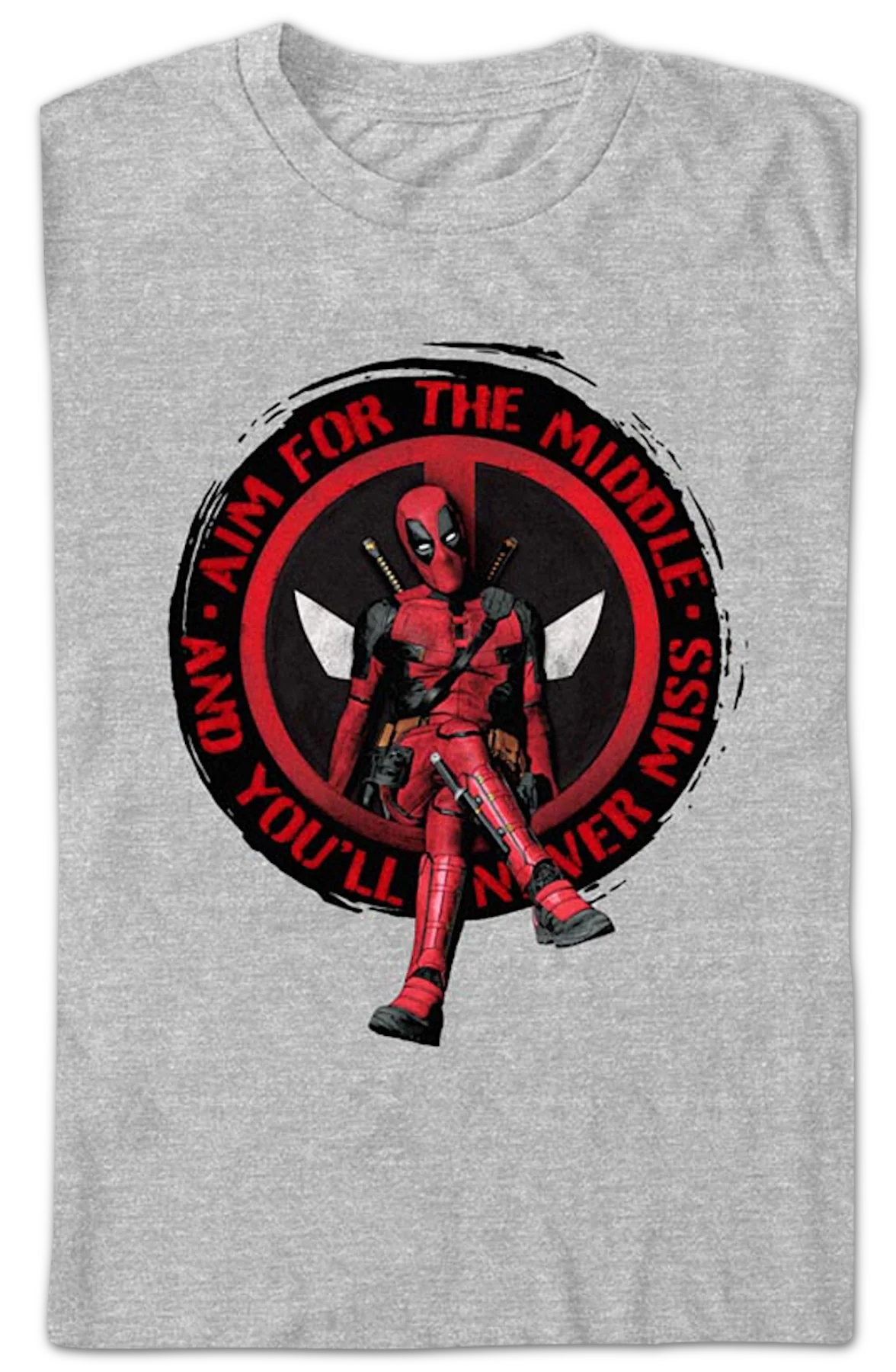 Deadpool Aim For The Middle Marvel Comics T-Shirt - Image 2