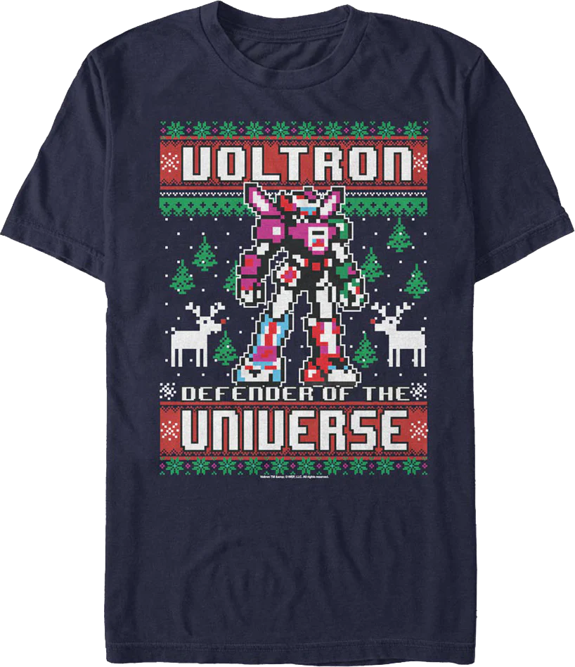 Defender of the Universe Faux Ugly Christmas Sweater Voltron T-Shirt