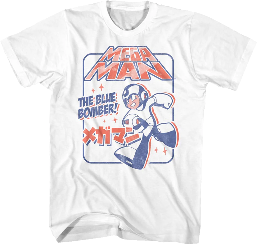 Distressed Blue Bomber Mega Man T-Shirt