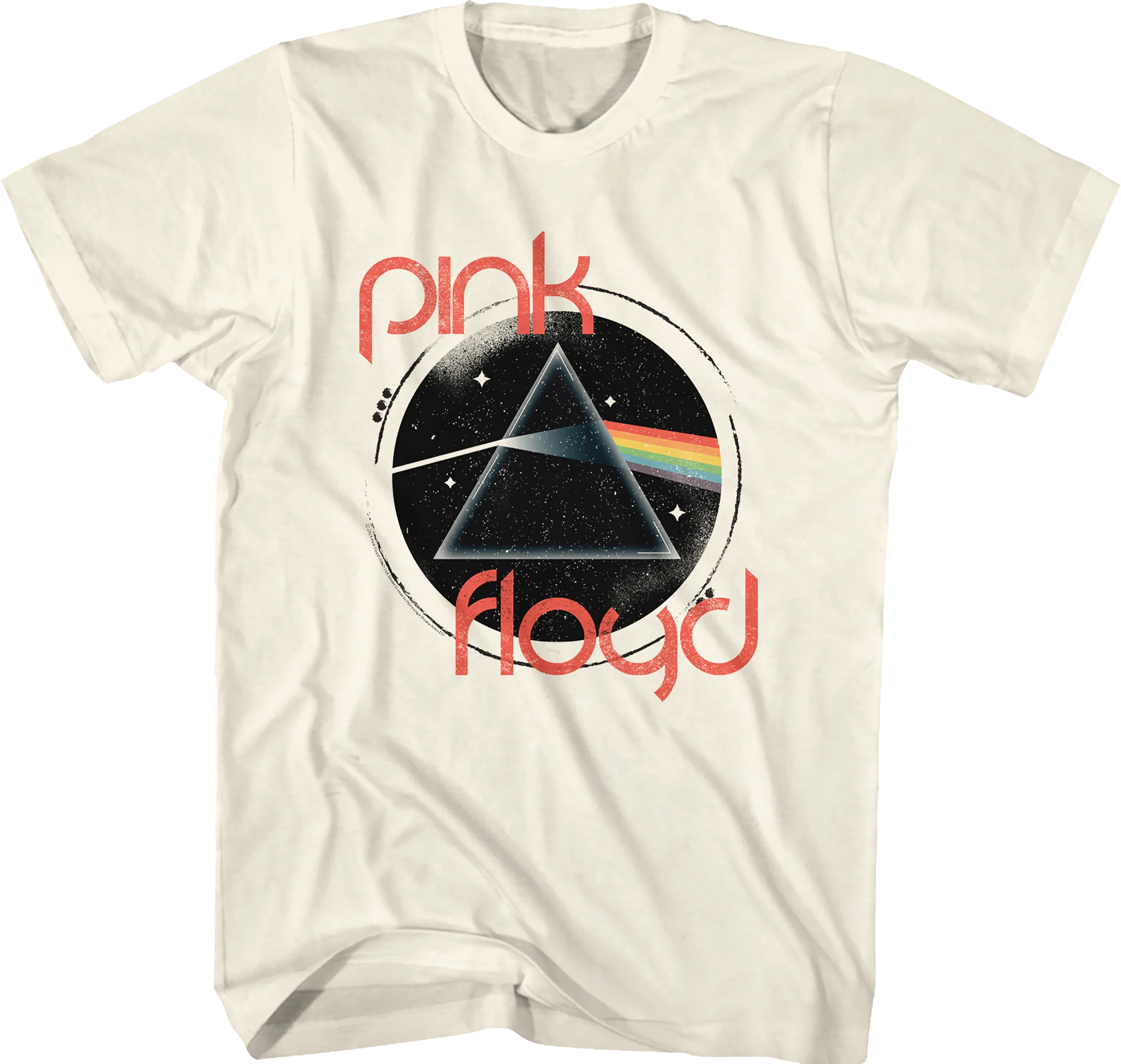 Distressed Circle Dark Side of the Moon Pink Floyd T-Shirt