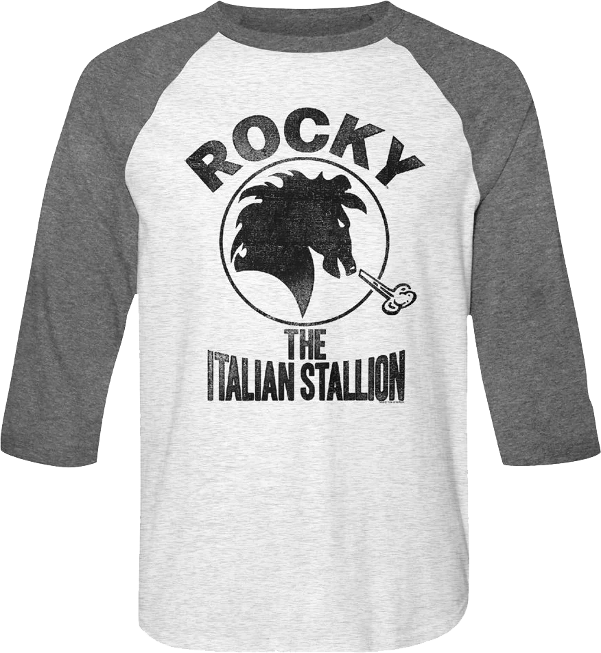Distressed Italian Stallion Logo Rocky Raglan Baseball Shirt